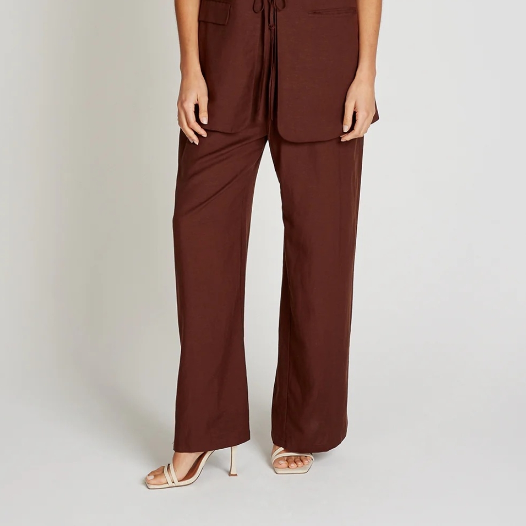 Stunning Style: Little Mistress Chocolate Brown Linen Wide Leg Trousers Review