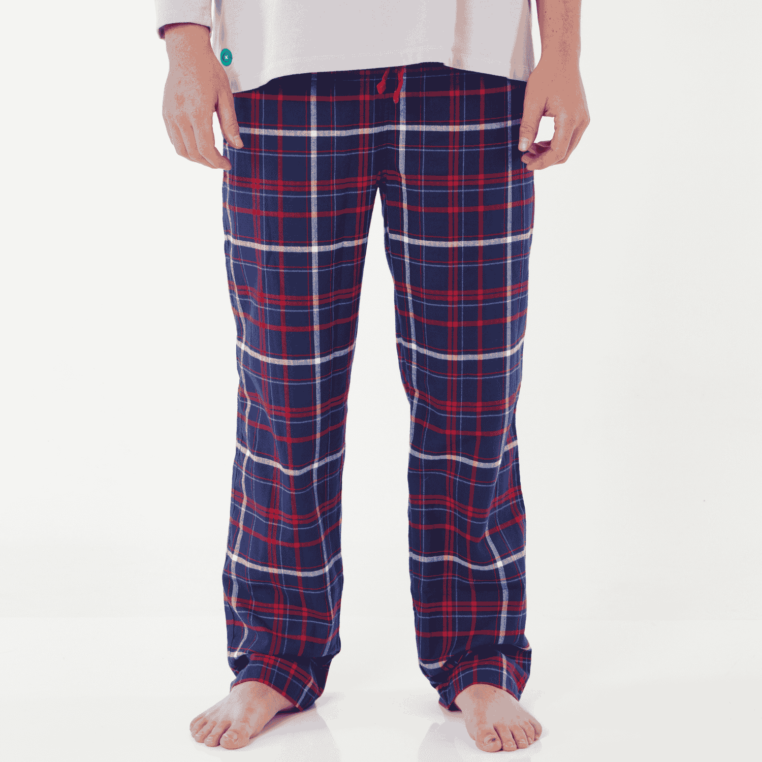 Loungers Men's Loungewear Bottoms Organic Brushed Cotton Red and Blue check - Size 28R
