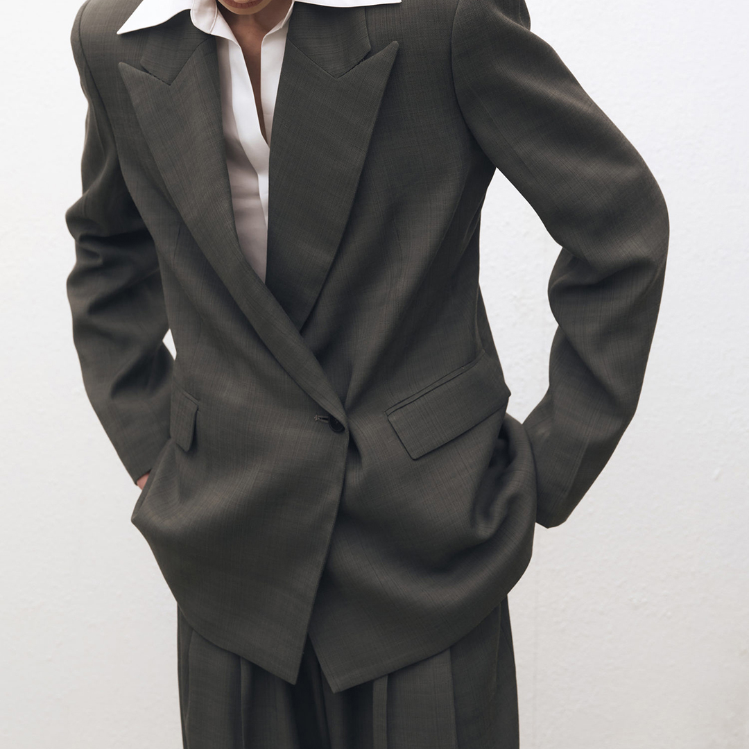 Mango Women's  Khaki Oversized Double Breasted Suit Jacket in Size XS, BrandAlley