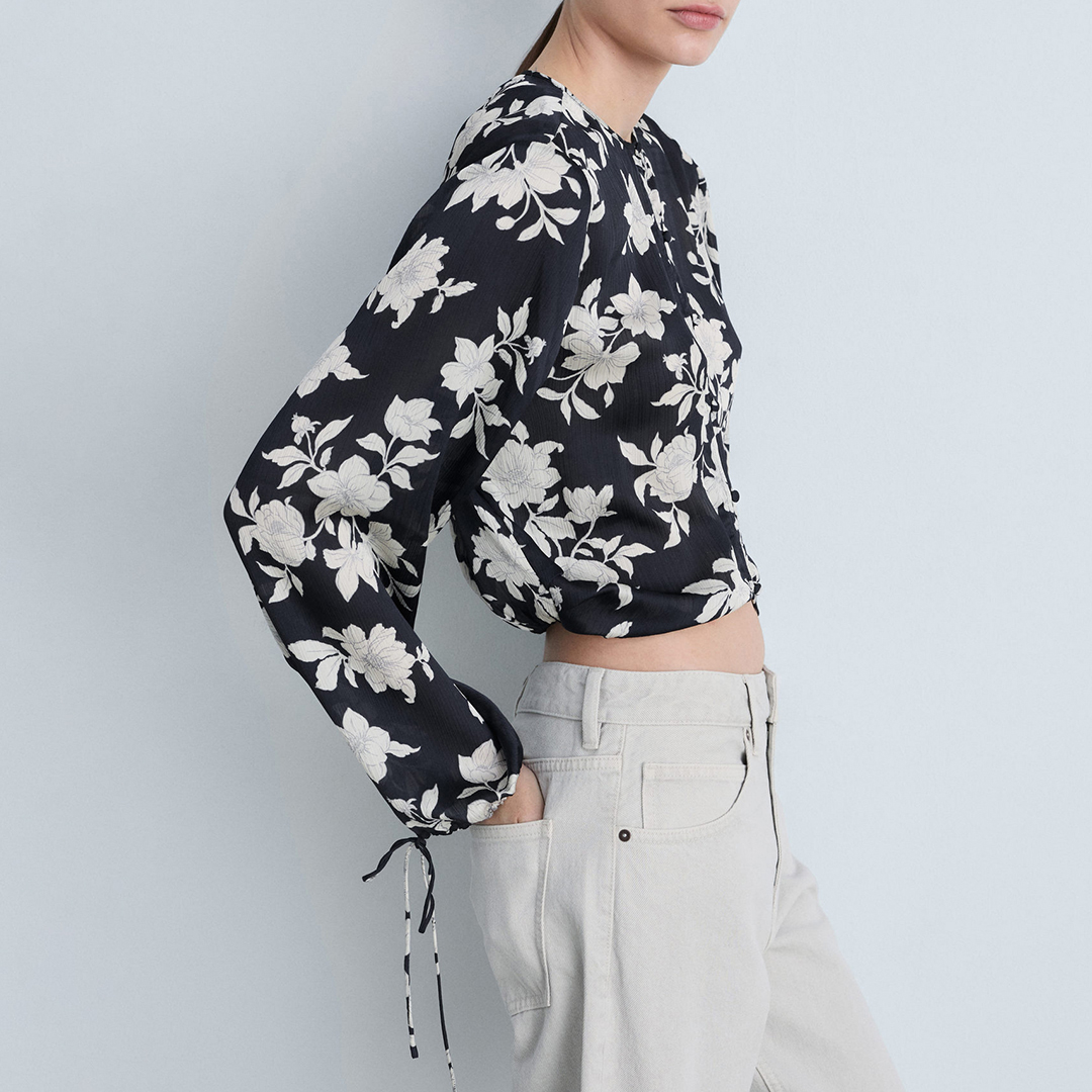 Mango Women's   Black Floral Print Blouse in Size S, BrandAlley