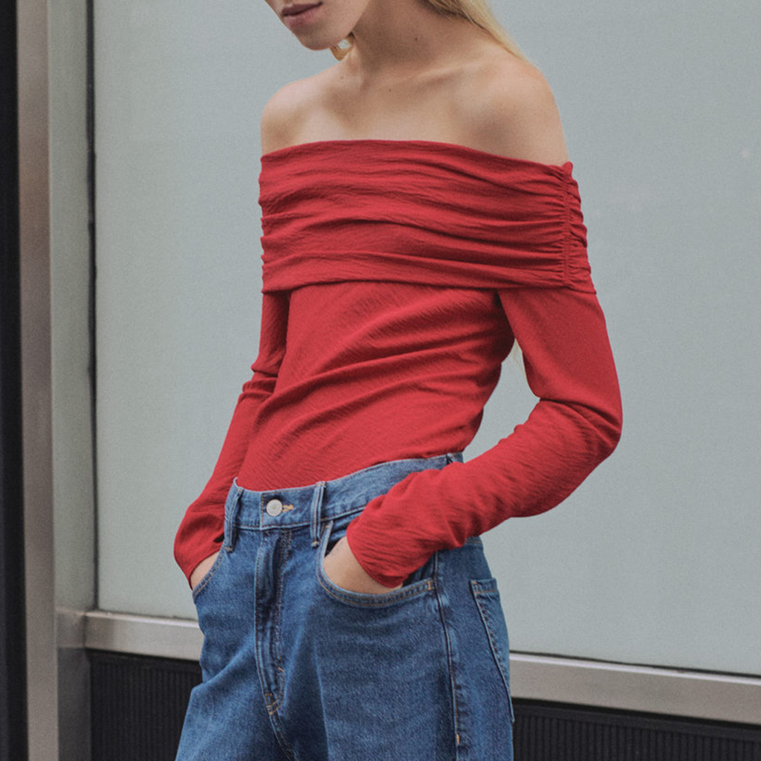 Mango Women's   Red Off Shoulders Blouse in Size L, BrandAlley