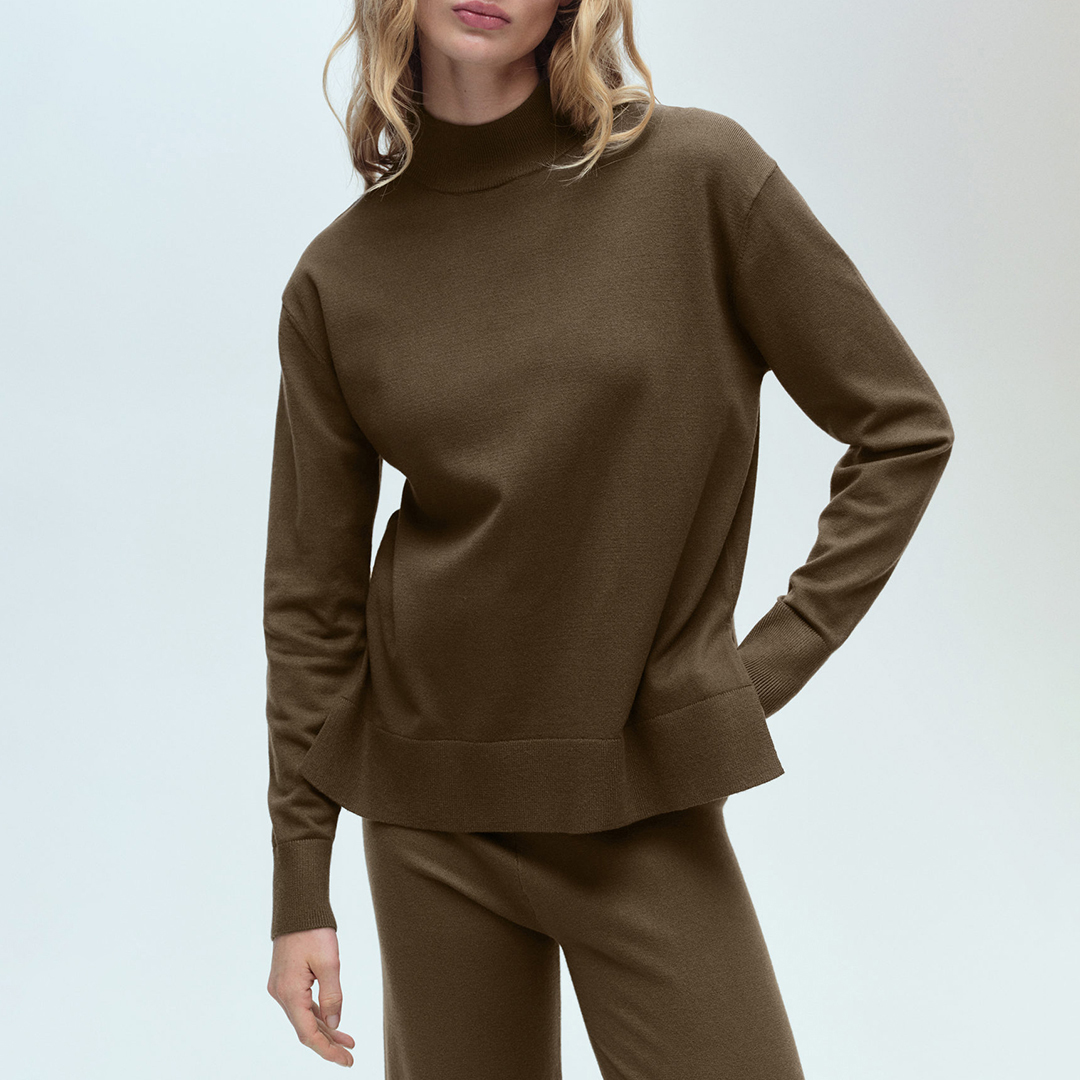 Mango Women's  Khaki High Neck Long Sleeve Jumper in Size XS, BrandAlley