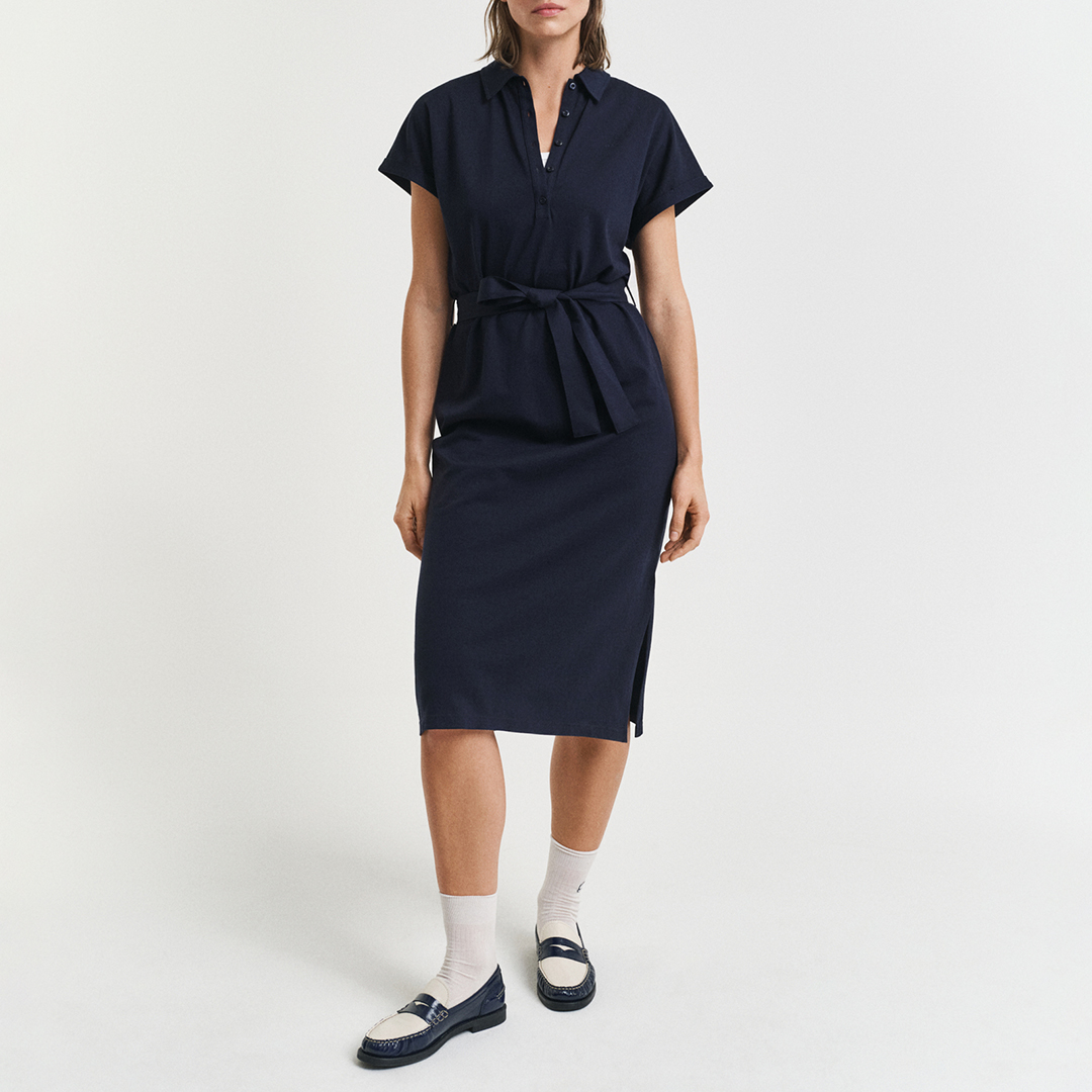 Gant Women's  Navy Pique Polo Dress in Size S, BrandAlley