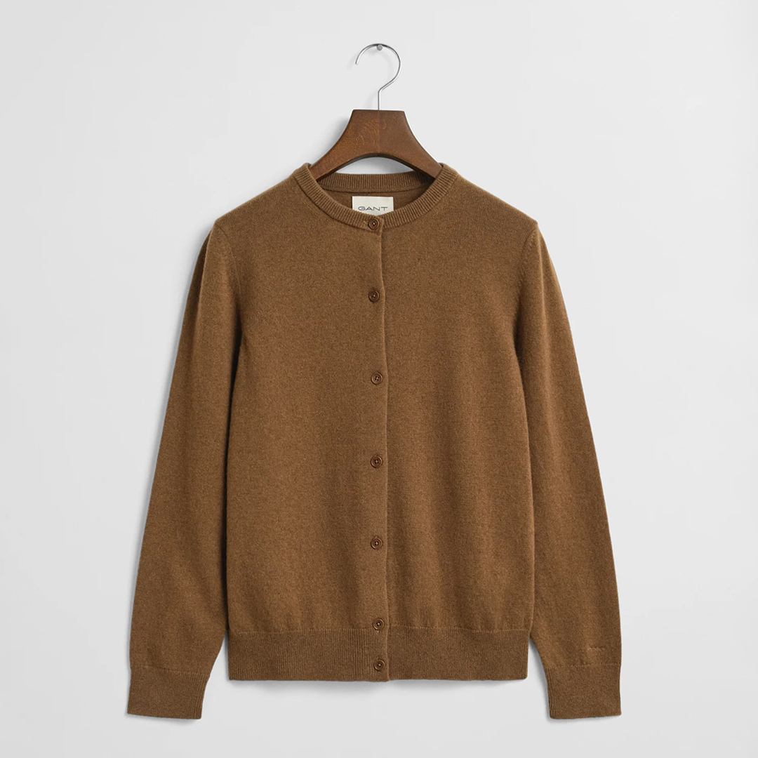 Gant Women's  Chocolate Superfine Lambswool Cardigan in Size S, BrandAlley