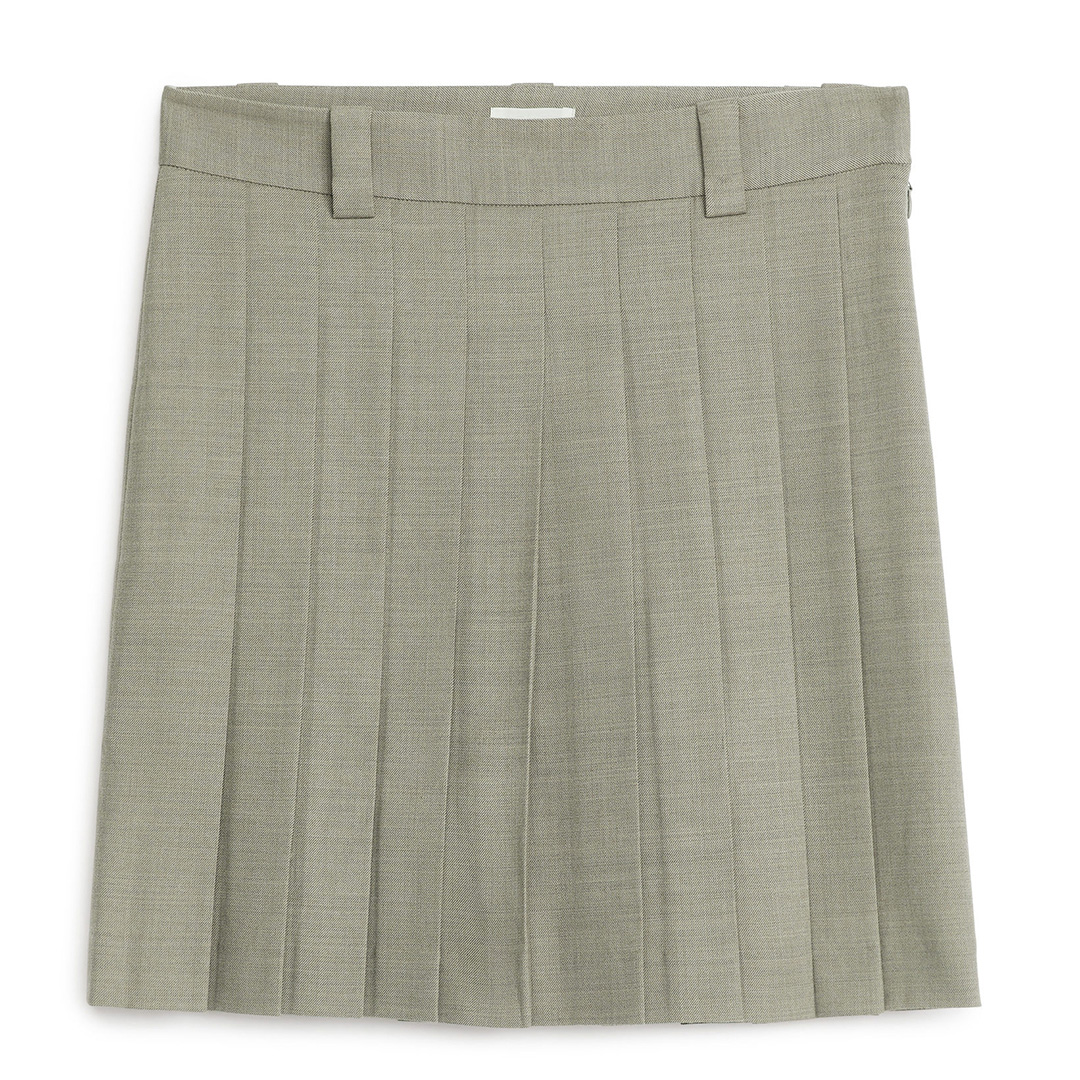 ARKET Women's  Beige Pleated Mini Skater Skirt in Size 16, BrandAlley