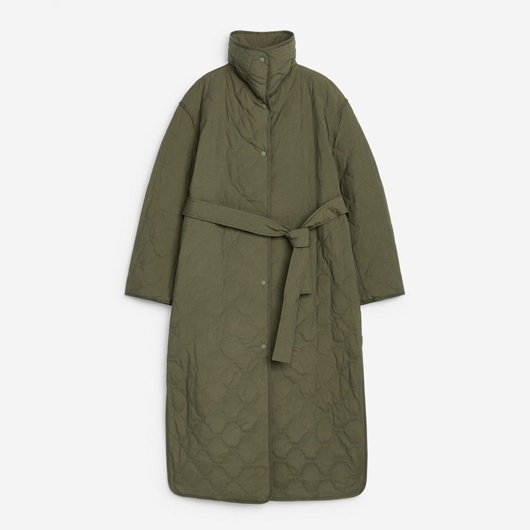 ARKET Women's  Khaki Upcycled Down Quilted Coat in Size M, BrandAlley