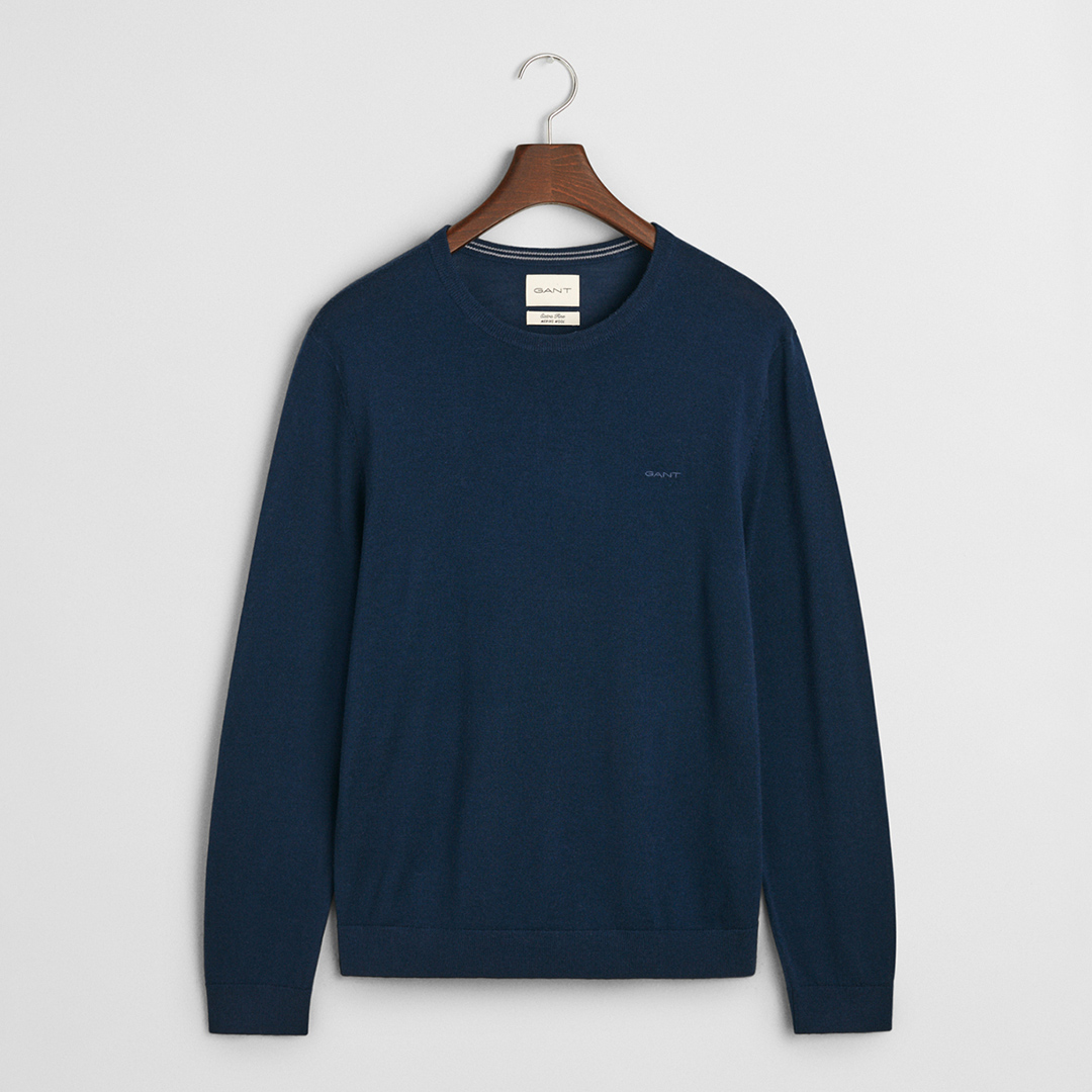 Gant Men's  Blue Extrafine Merino Wool Crew Jumper in Size XXL, BrandAlley
