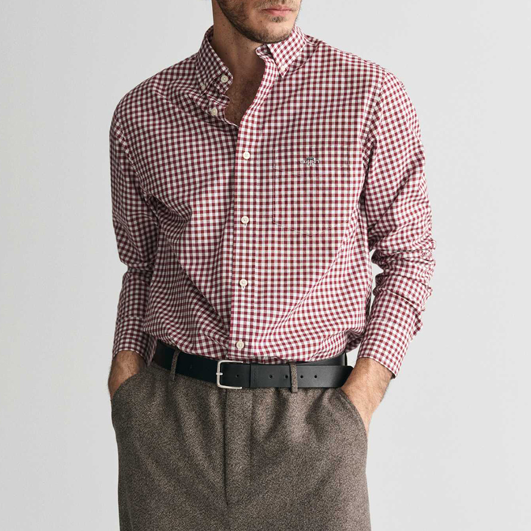 Gant Red Gingham Classic Poplin Shirt - Size XXXL