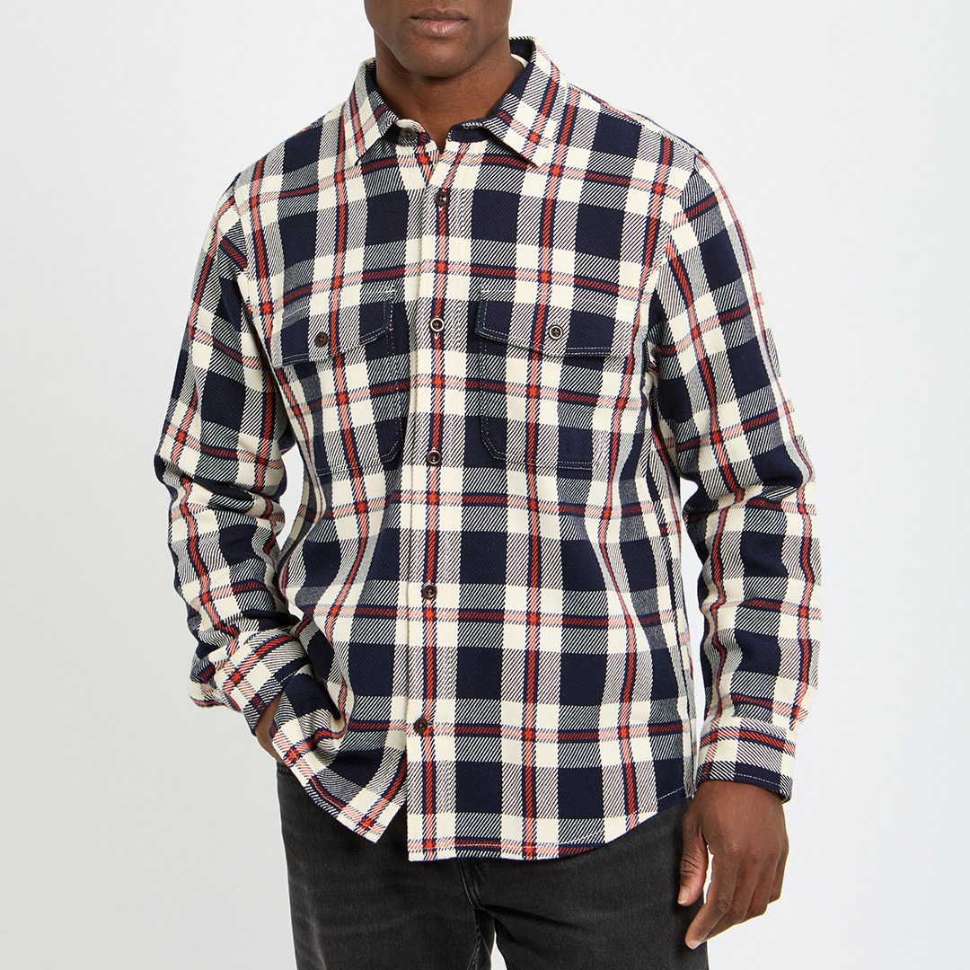 Gant Men's  Navy Check Heavy Twill Overshirt in Size M, BrandAlley
