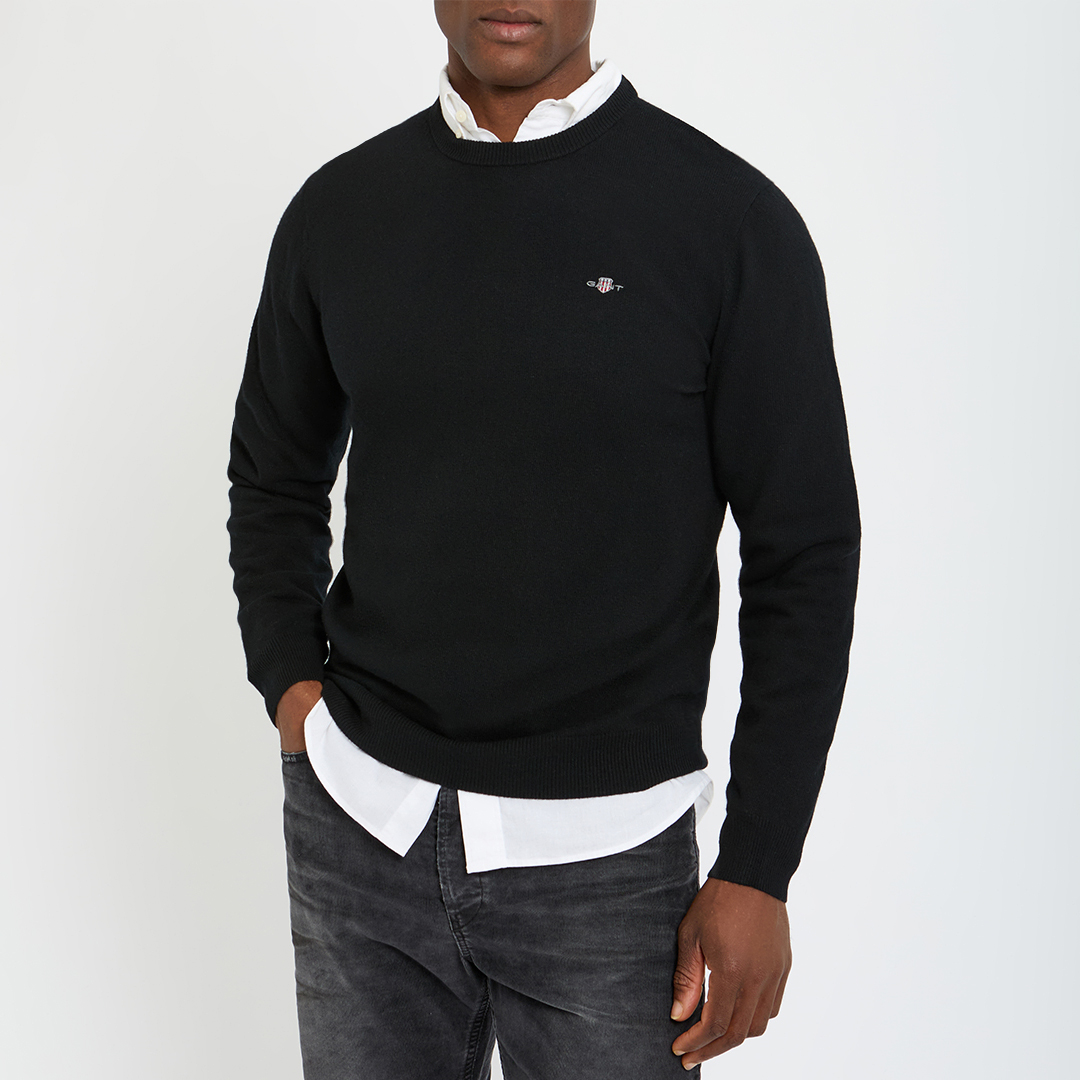 Gant Men's  Black Premium Blend Crew Neck Jumper in Size XXL, BrandAlley