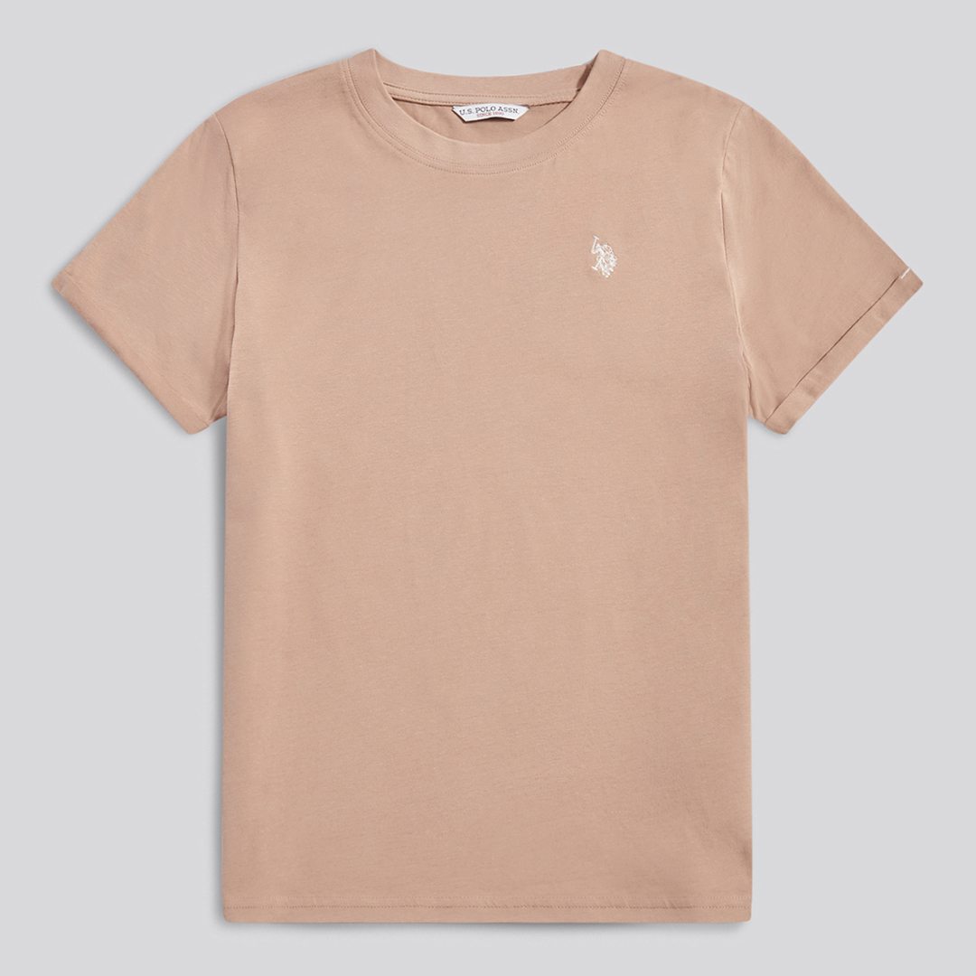 U.S. Polo Assn. Women's U.s. Polo Assn.  Beige Crew Neck T-Shirt in Size L, BrandAlley