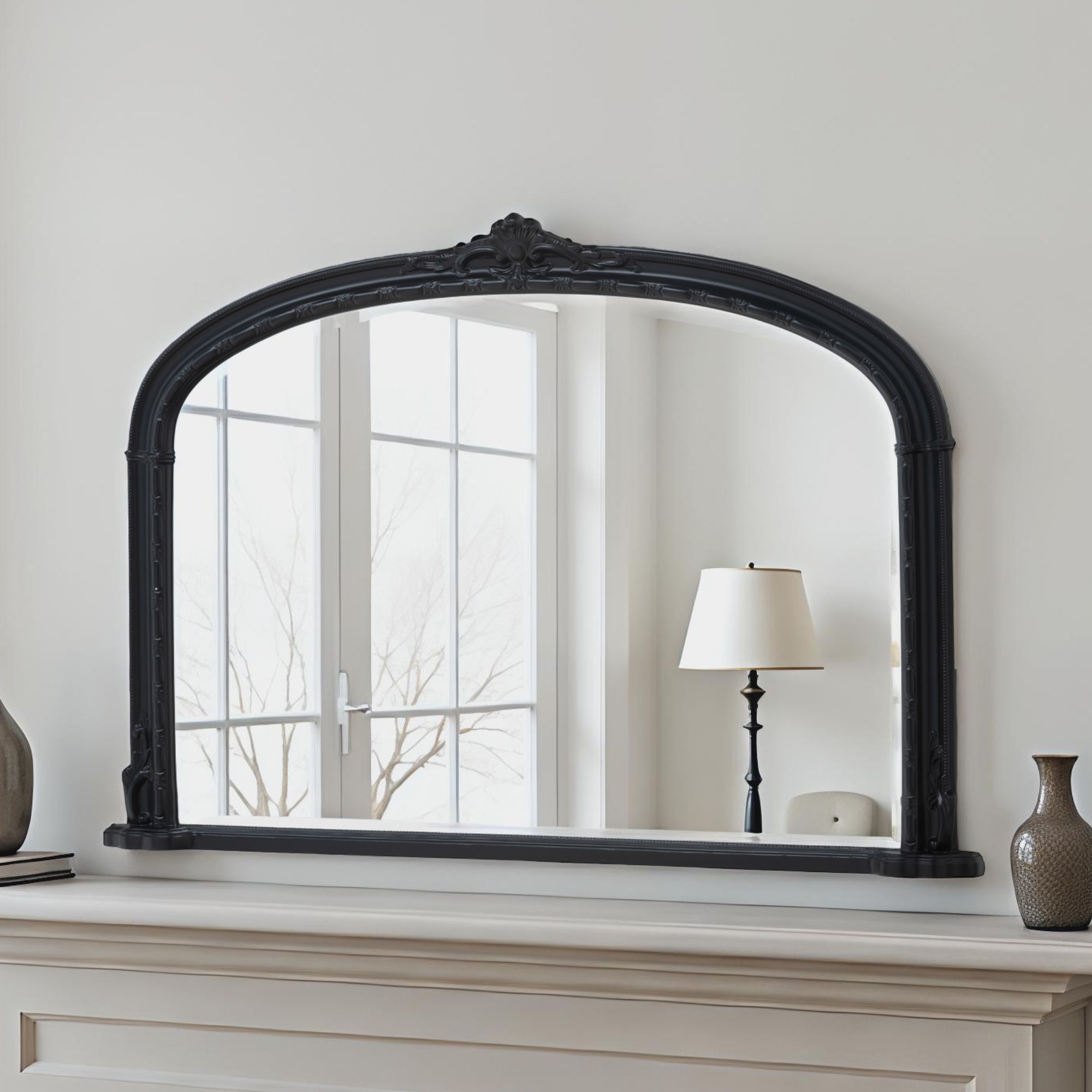 Yearn   Overmantle Mirror Arched Black 127(w) x 89cm(h) Victorian Mirror , BrandAlley