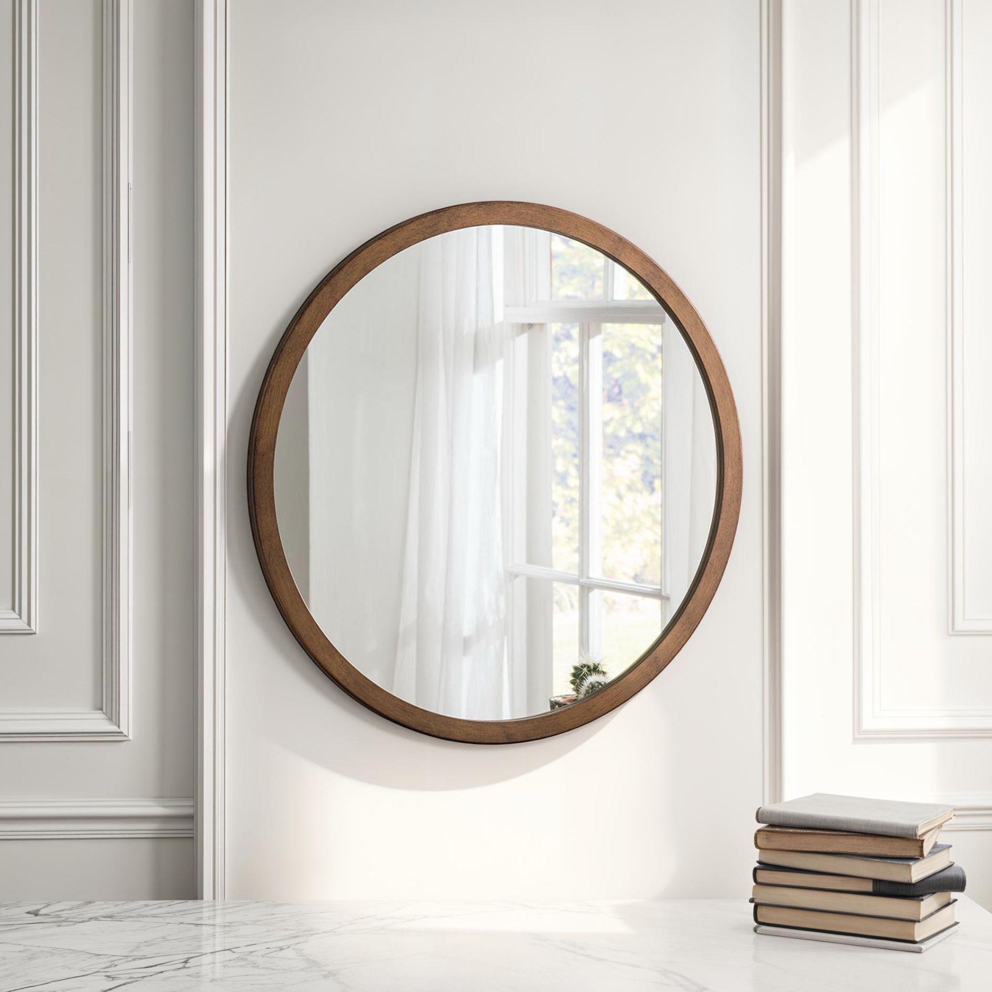 Yearn   Classic Round Wall Mirror Bronze 90cm , BrandAlley