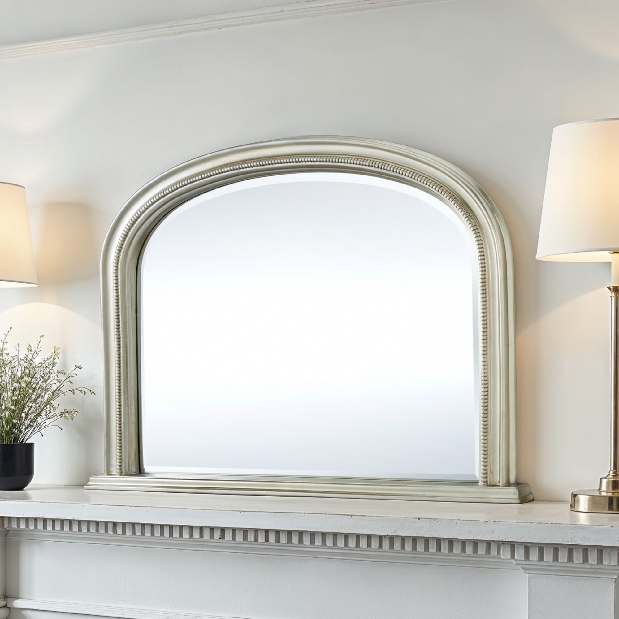 Yearn    Silver Diana Overmantle Arched Bevelled Mirror , BrandAlley