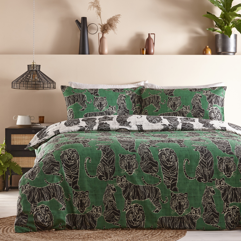 furn.  Furn.  Green Furn Wildcat Reversible Jungle Duvet Set in Size Superking, BrandAlley