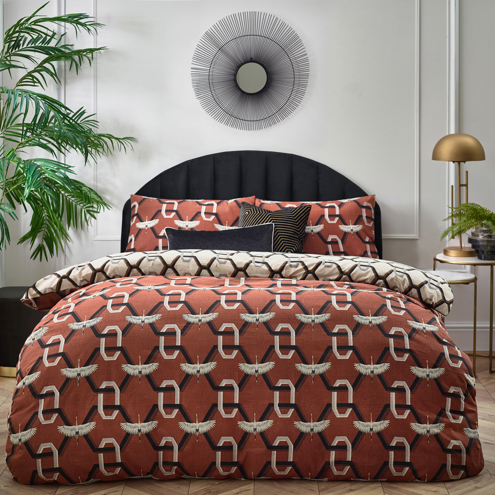 furn.  furn. Furn Avalon Reversible Geometric Brick Duvet Set in Size Double, BrandAlley