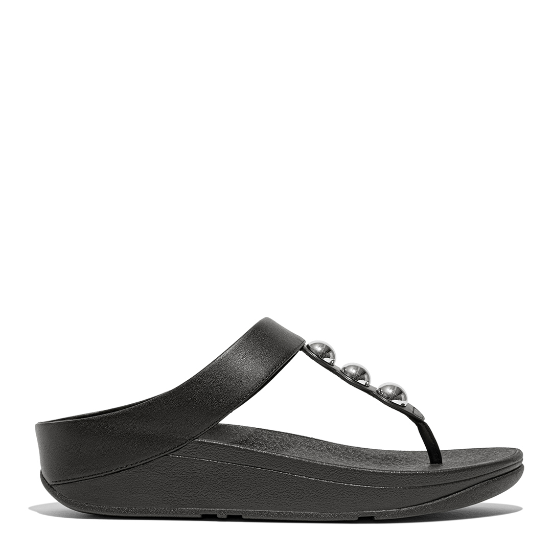 Image of FitFlop | Fino Mirror-Dome Leather Toe-Post Sandals