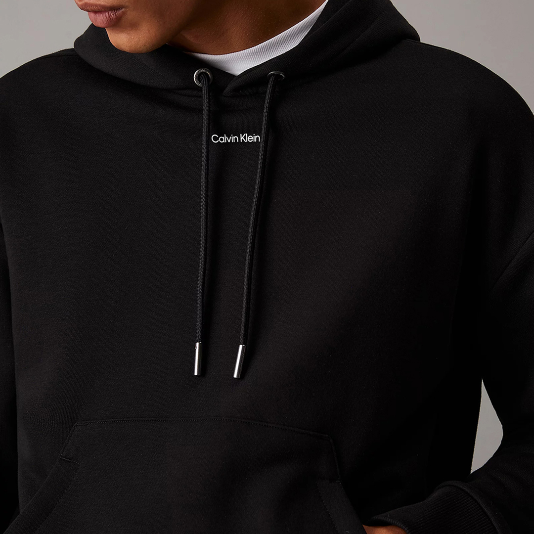 Calvin Klein Men's  Black Relaxed Hoodie with Nano Logo in Size M, BrandAlley