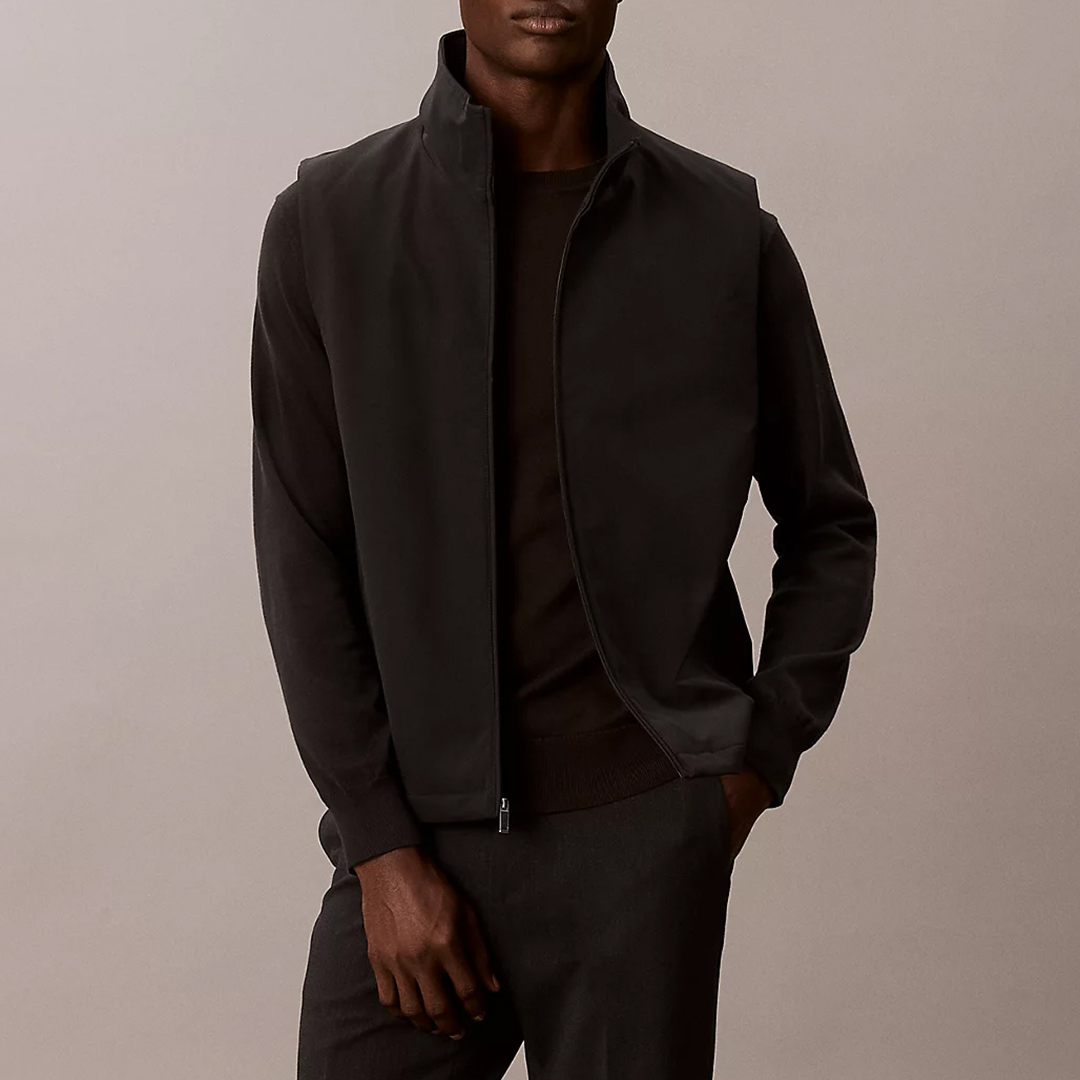 Calvin Klein Men's  Black Technical Twill Gilet in Size S, BrandAlley