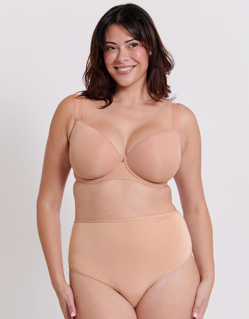 Flirtelle Women's   Beige Spacer T-Shirt Plunge Bra Latte in Size 38G, BrandAlley