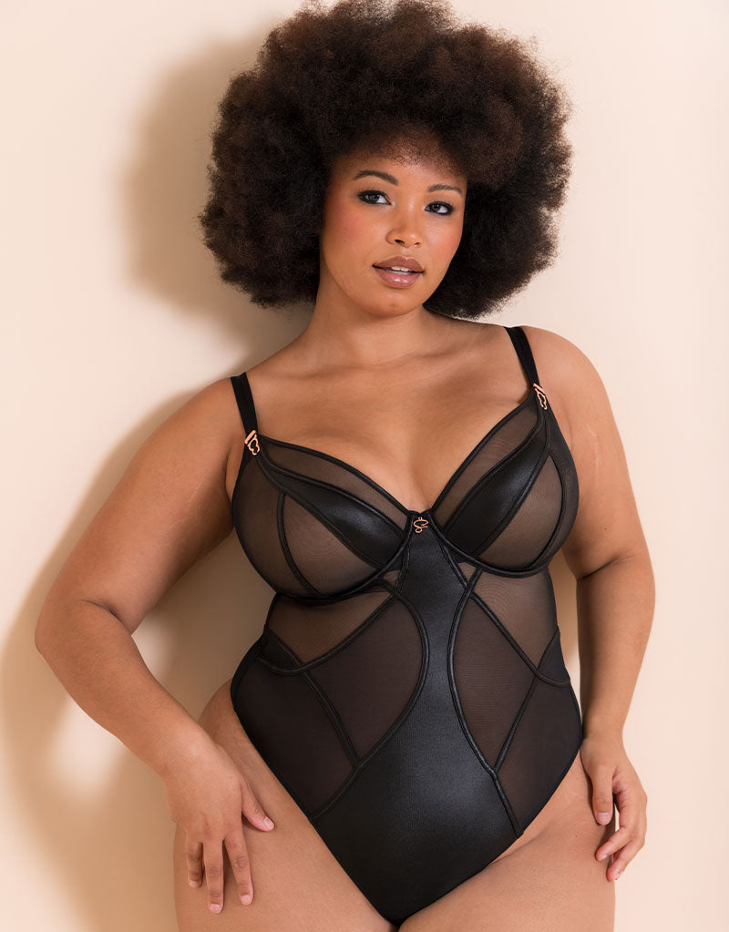 Scantilly Women's   Black Suspense Plunge Bodysuit in Size 36E, BrandAlley