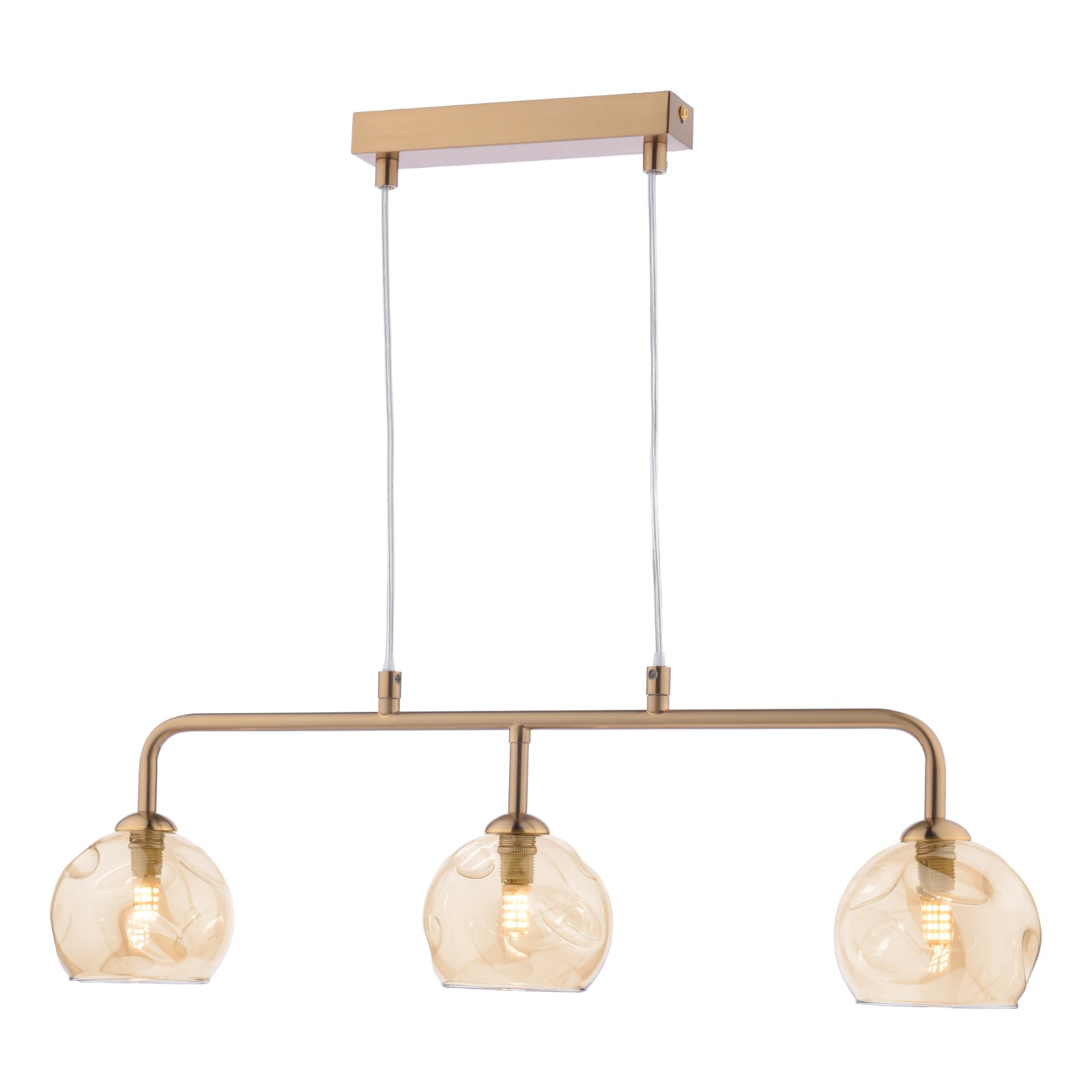 The Lighting Studio   Feya 3 Light Bar Pendant Antique Bronze With Organic Amber Glass in Size 3, BrandAlley