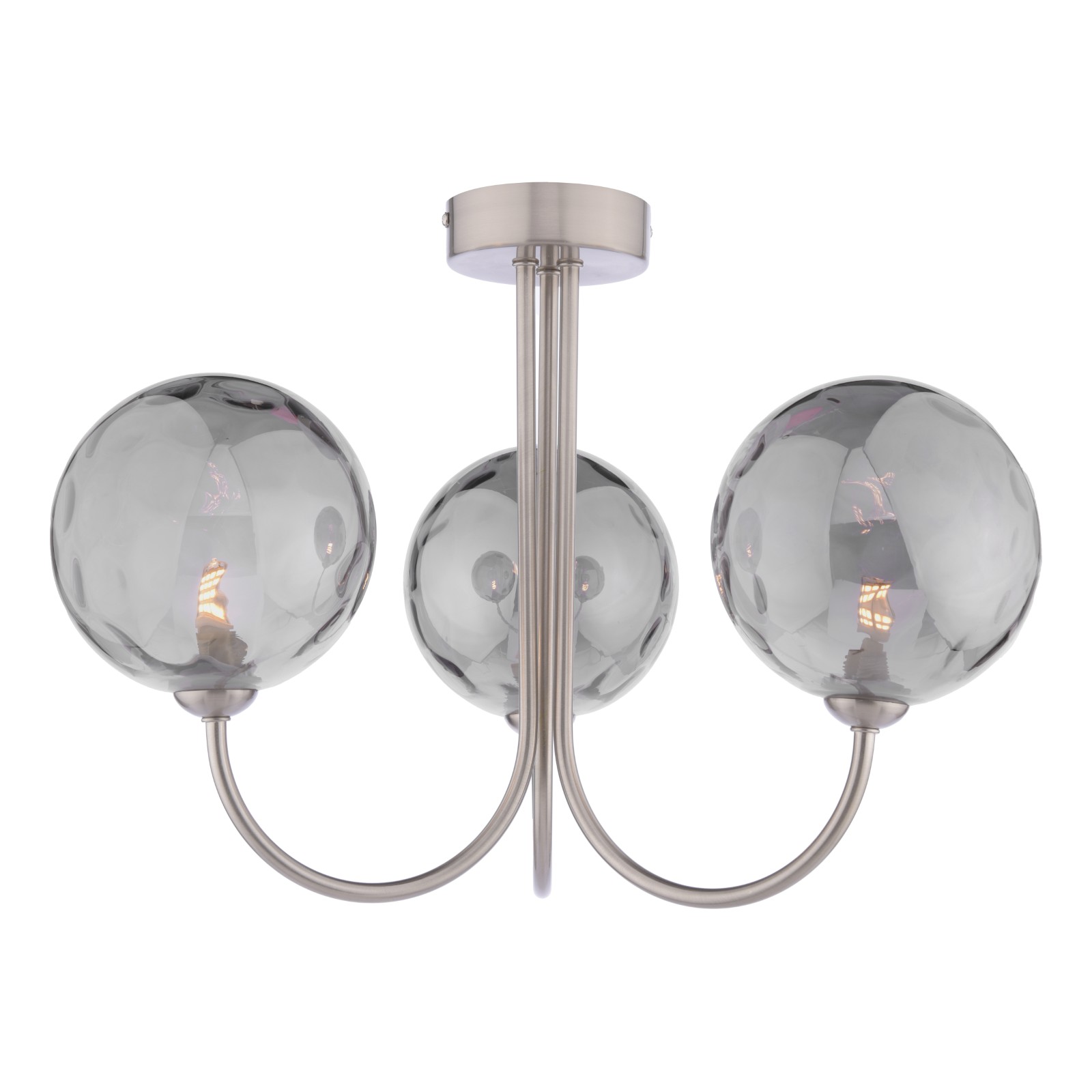 The Lighting Studio   Jared 3 Light Semi-Flush Satin Nickel With Smoked Dimpled Glass in Size 3, BrandAlley