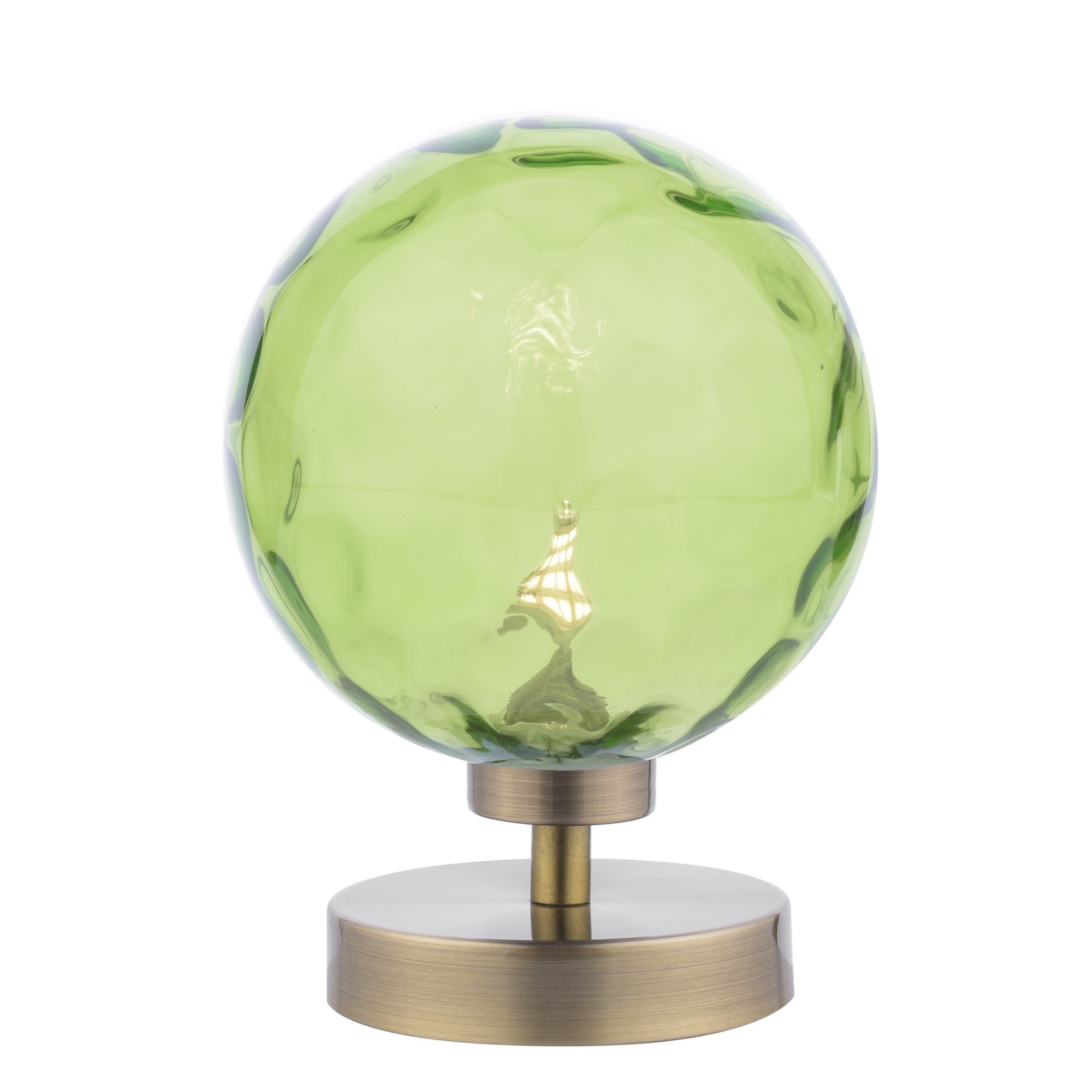 The Lighting Studio   Esben Touch Table Lamp Antique Brass With Green Dimpled Glass, BrandAlley