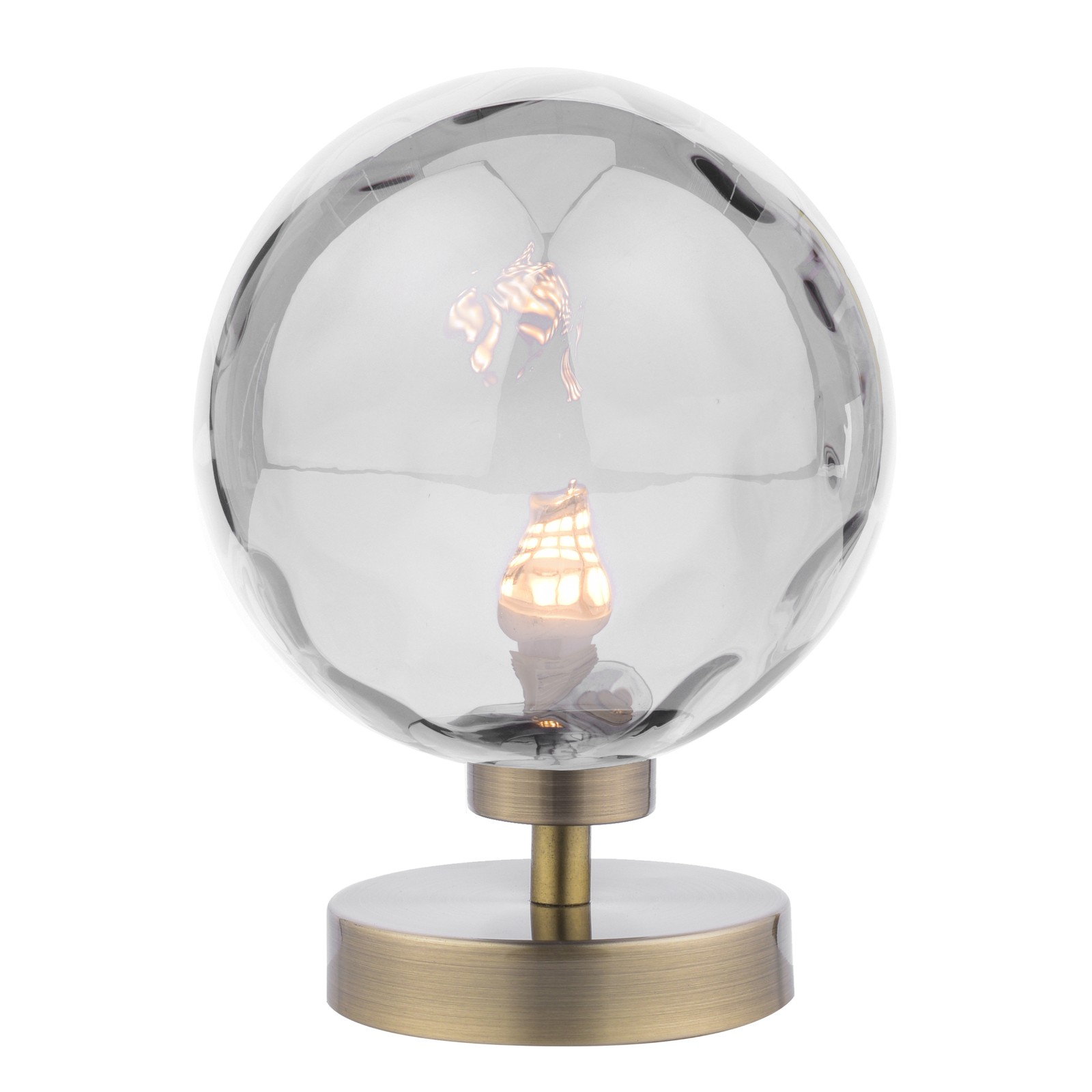 The Lighting Studio   Esben Touch Table Lamp Antique Brass With Smoked Dimpled Glass, BrandAlley