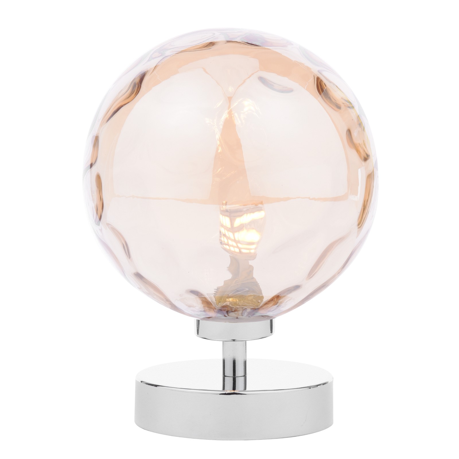 The Lighting Studio   Esben Touch Table Lamp Polished Chrome With Amber Dimpled Glass, BrandAlley