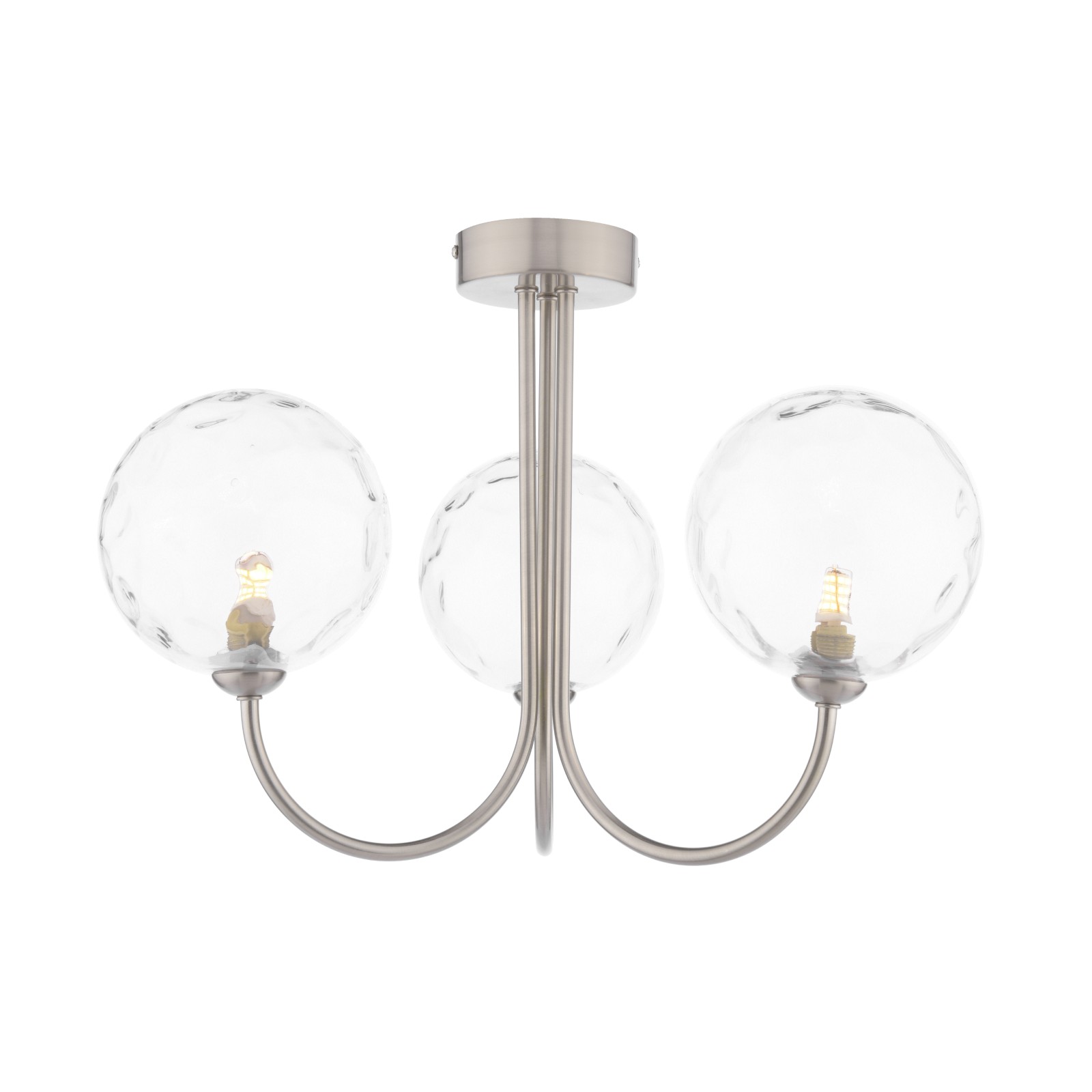 The Lighting Studio   Jared 3 Light Semi-Flush Satin Nickel With Clear Dimpled Glass in Size 3, BrandAlley