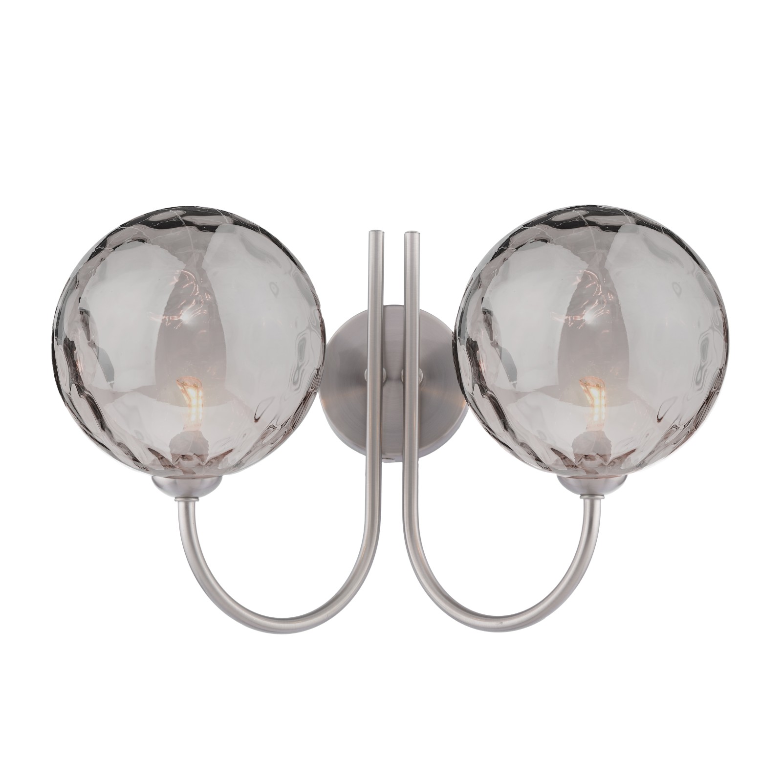 The Lighting Studio   Jared 2 Light Wall Light Satin Nickel With Smoked Dimpled Glass in Size 2, BrandAlley