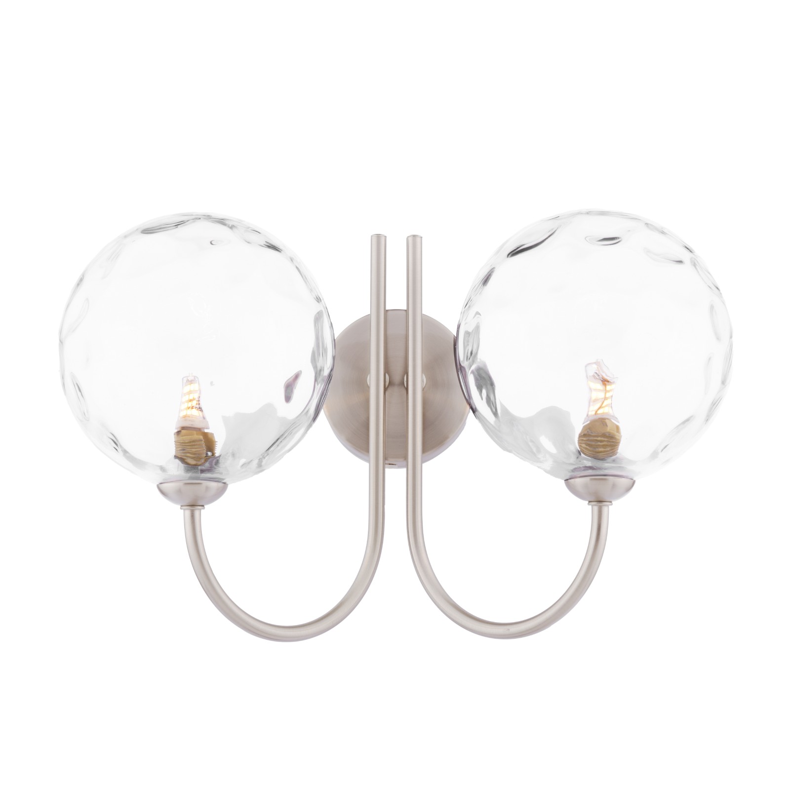 The Lighting Studio   Jared 2 Light Wall Light Satin Nickel With Clear Dimpled Glass in Size 2, BrandAlley