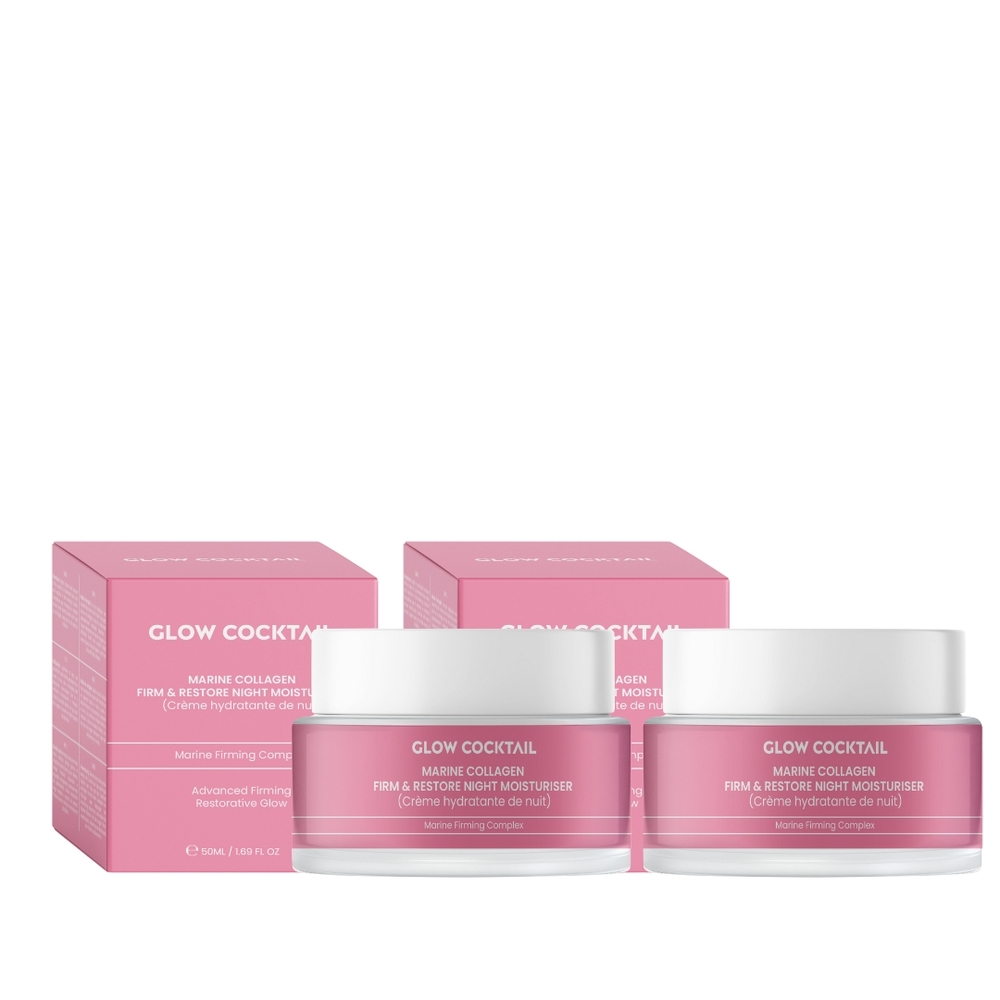 GlowCocktail London    Pink2 Glow 2 X Marine Collagen Firm & Restore Night Moisturiser 50Ml in Size 1, BrandAlley