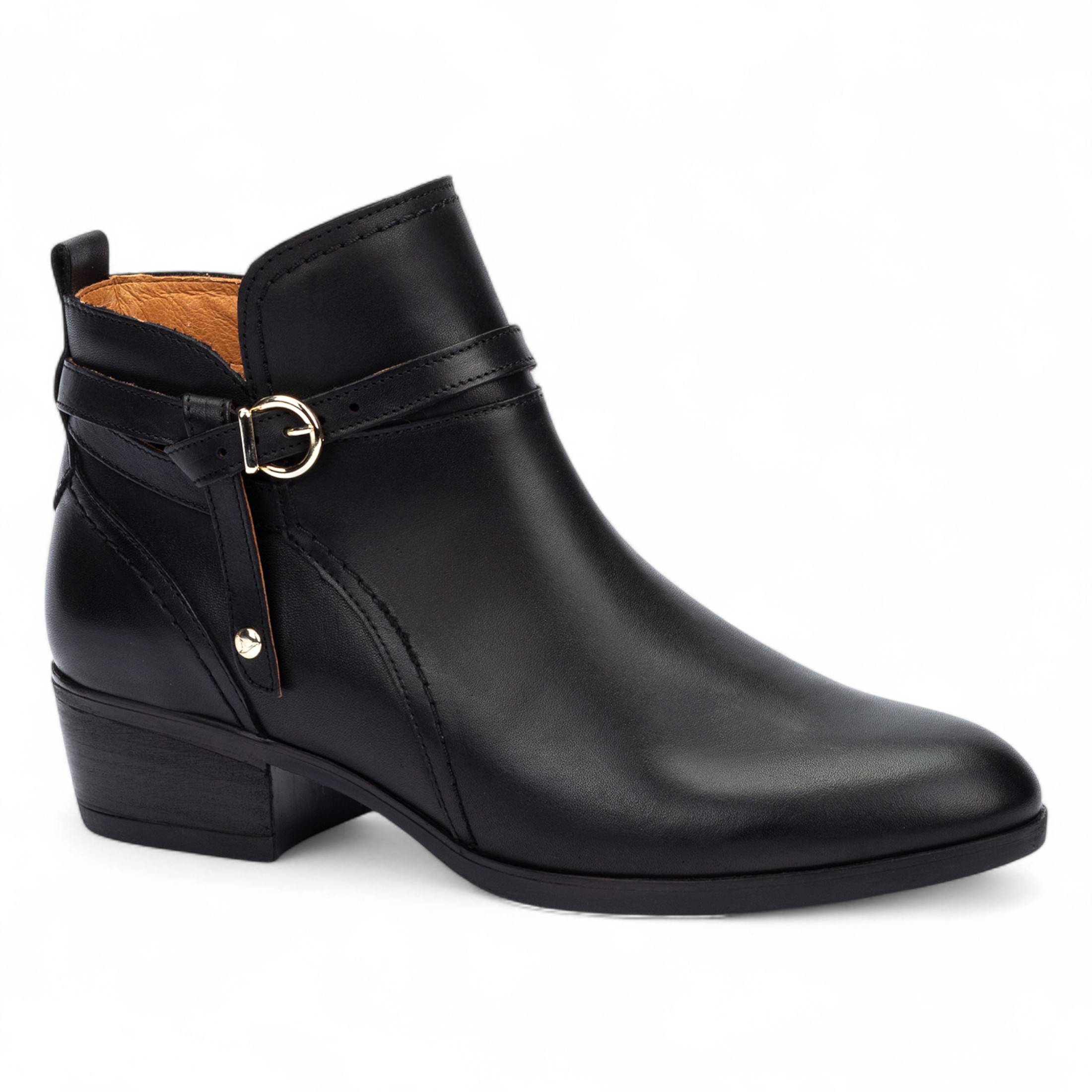 Pikolinos Women's   Black Leather Ankle Bootie Zip Heel Boots - Daroca in Size 4, BrandAlley