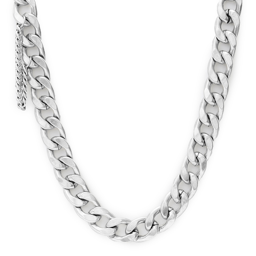 All Saints Women's   Silver Allsaints Signature Curb Chain Choker Necklace , BrandAlley