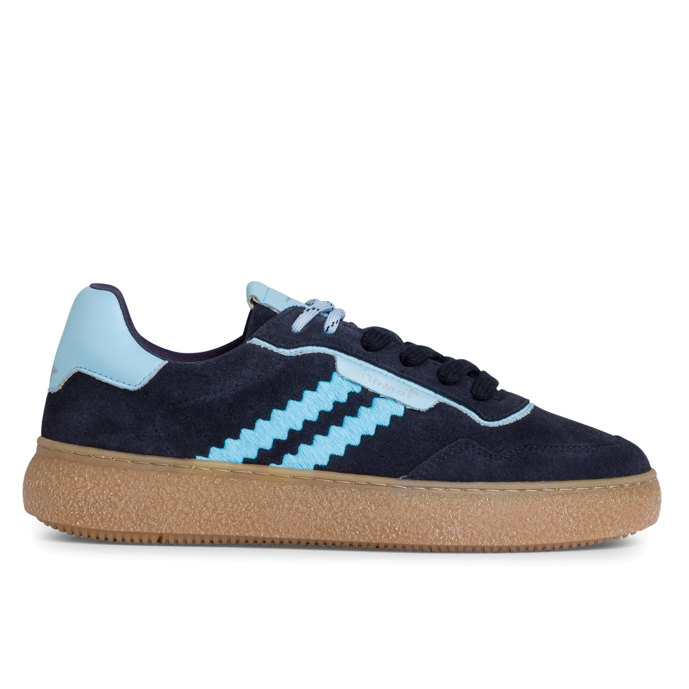 Tamaris Women's   Blue Navy Leather Fashion Stripe Lace Up Sneakers in Size 36, BrandAlley