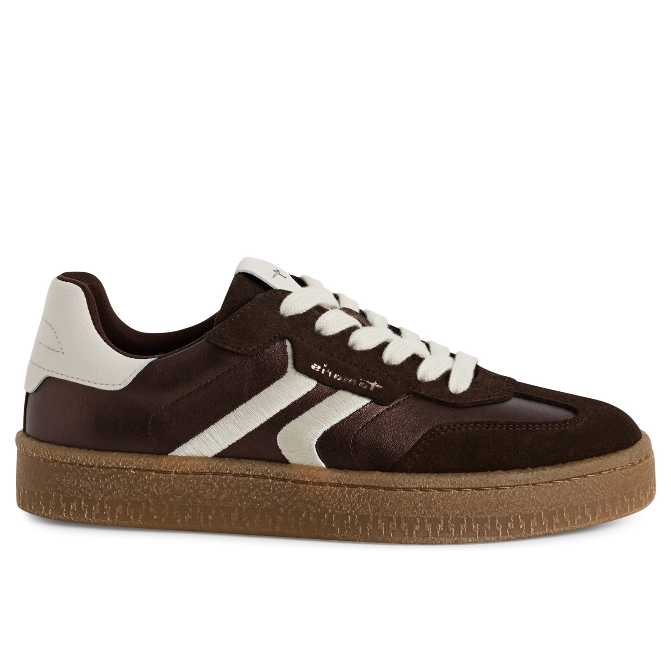 Tamaris Women's   Brown White Suede Leather Fashion Lace Up Sneakers in Size 38, BrandAlley