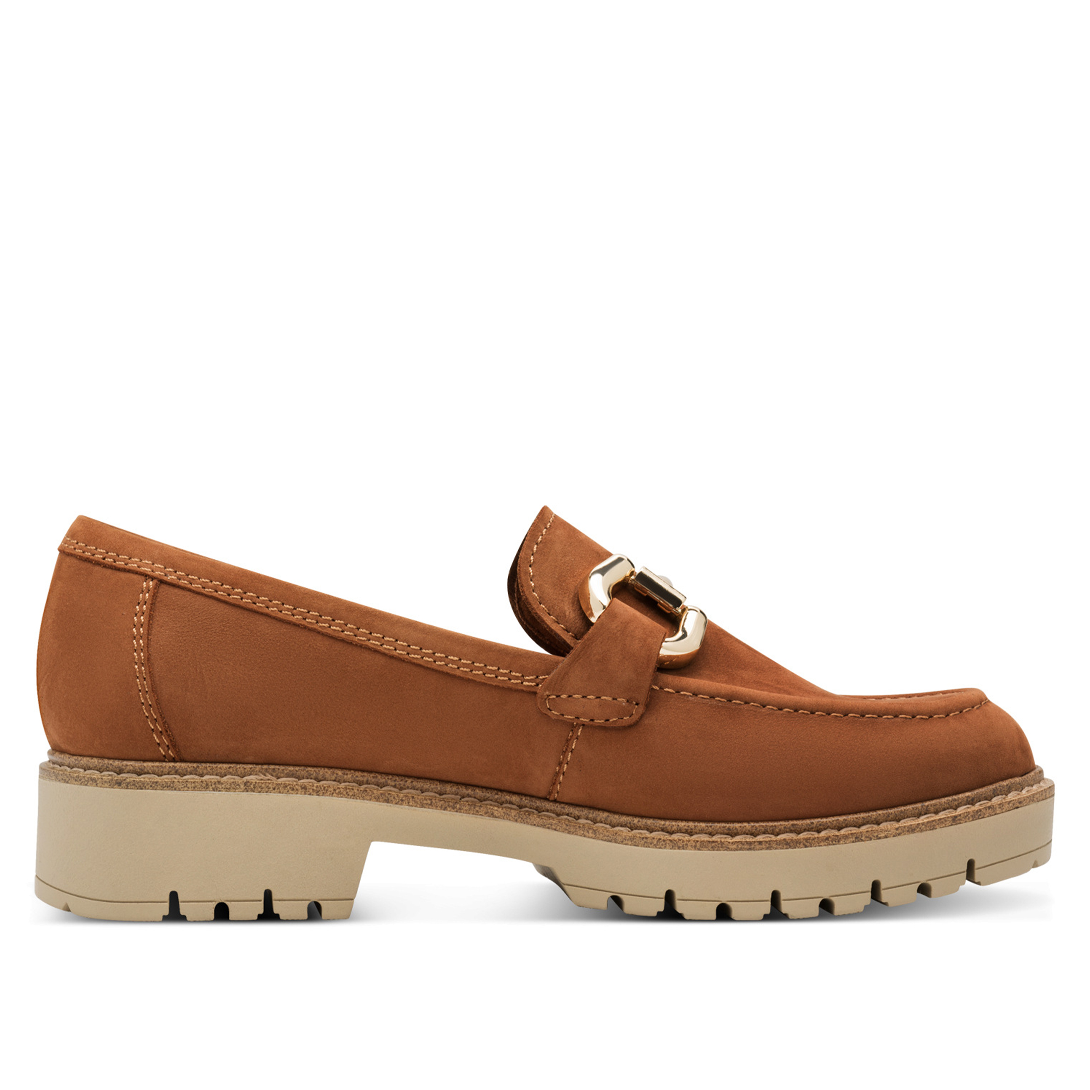 Tamaris Women's   Cognac Tan Brown Leather Loafers Slip-On Platform Shoes in Size 38, BrandAlley