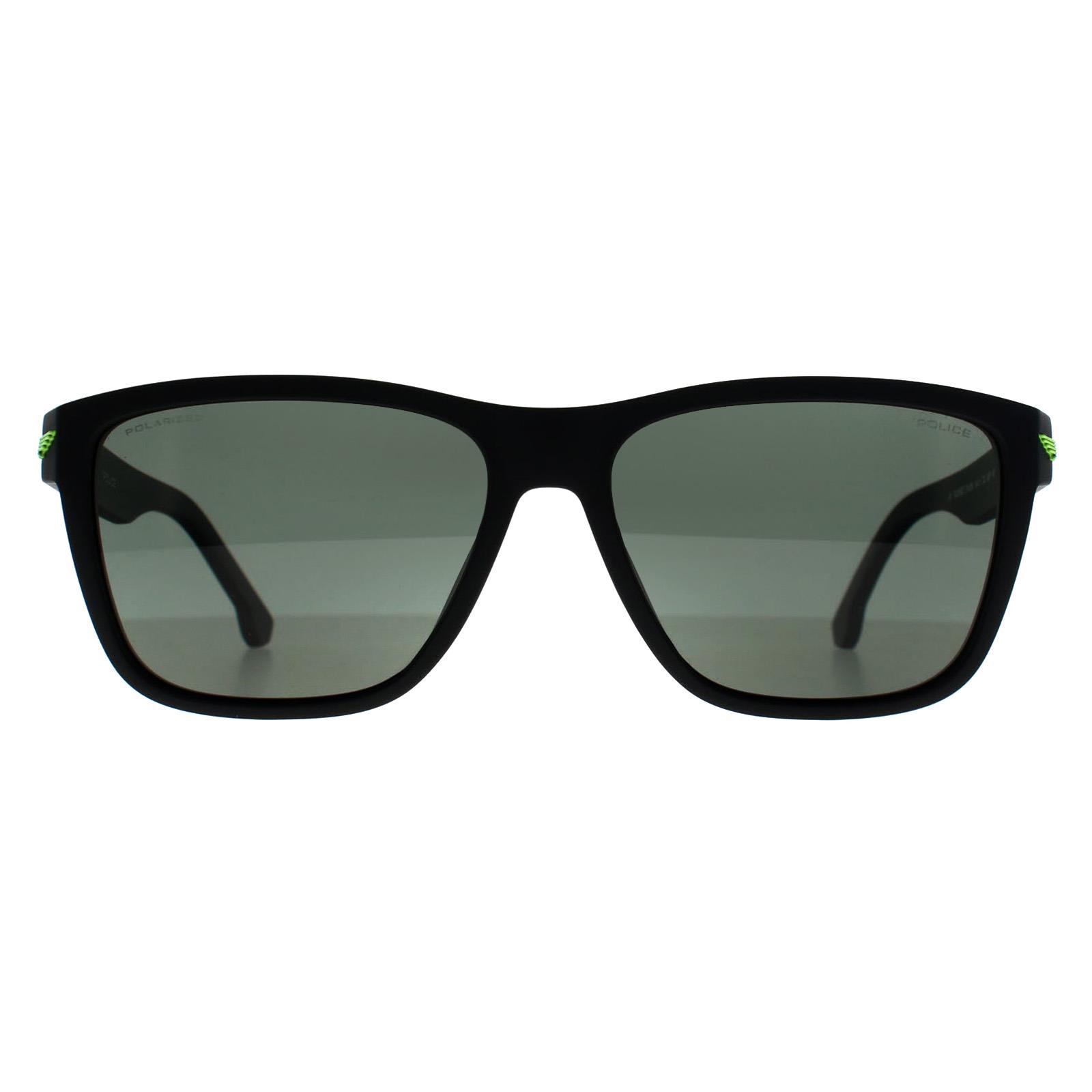 Police Men's  Rectangle  Black Green Polarised Splb38E Tailwind 3 Sunglasses , BrandAlley
