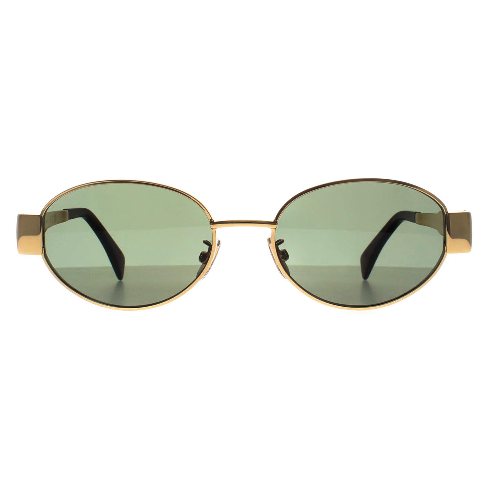 Celine Men's   Gold Oval  Green Metal Triomphe Cl40235u Sunglasses , BrandAlley