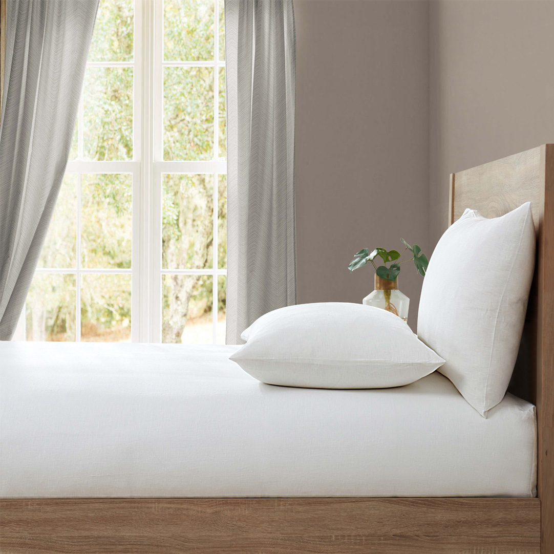 Lazy Linen    White Pure Washed Linen Fitted Sheet in Size Superking, BrandAlley