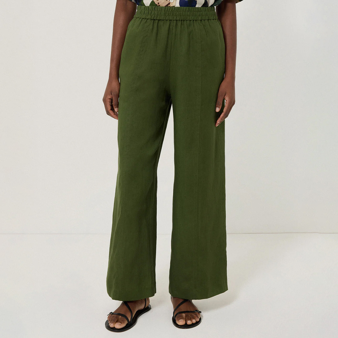 Jigsaw Green Linen Wide Leg Trousers Review: Size 12 Style & Comfort
