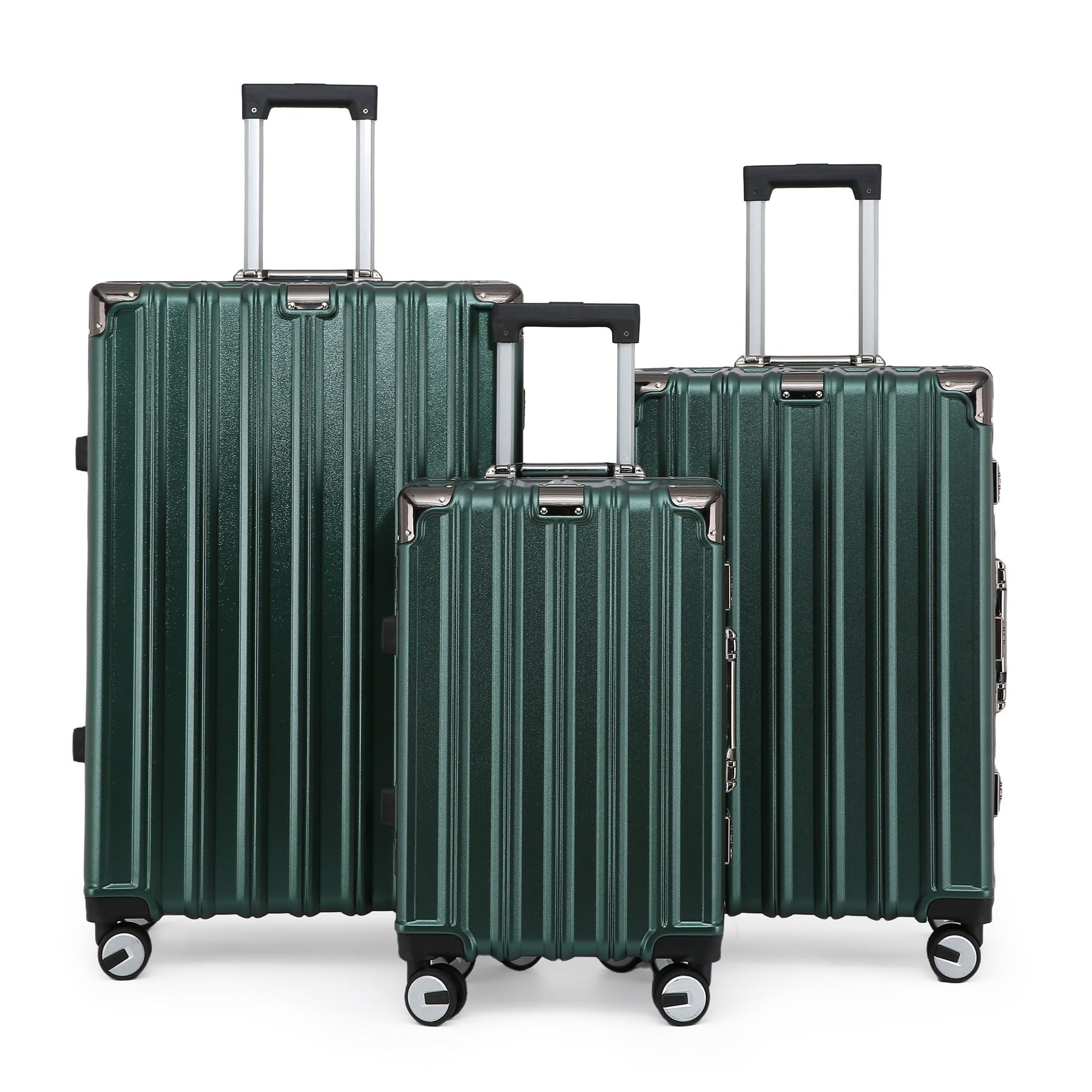 Infinity Luggage Men's  Green Hardshell Robust 8 Wheel Suitcases in Size S, BrandAlley