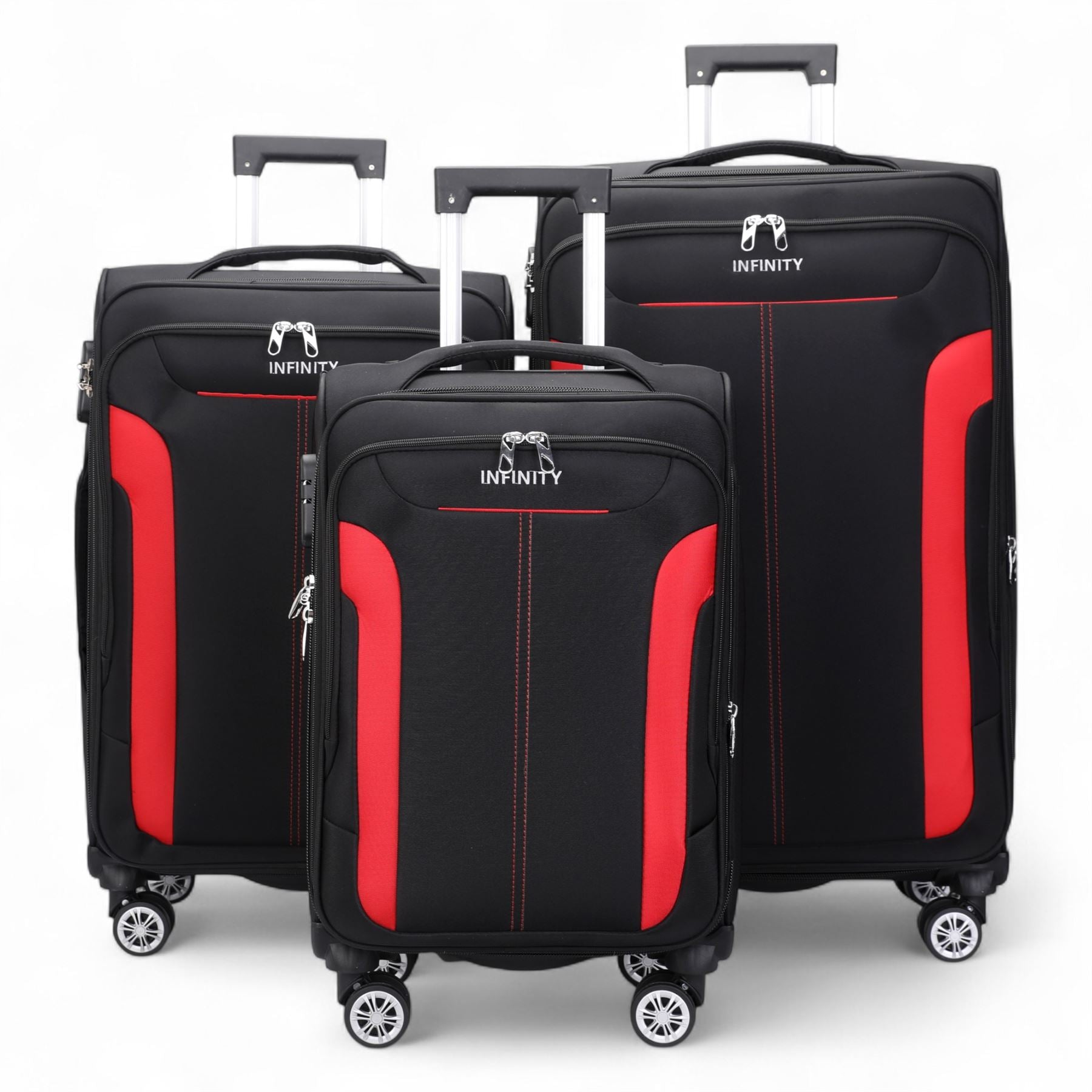 Infinity Luggage Men's   Black 8 Wheel Lightweight Suitcase in Size S, BrandAlley