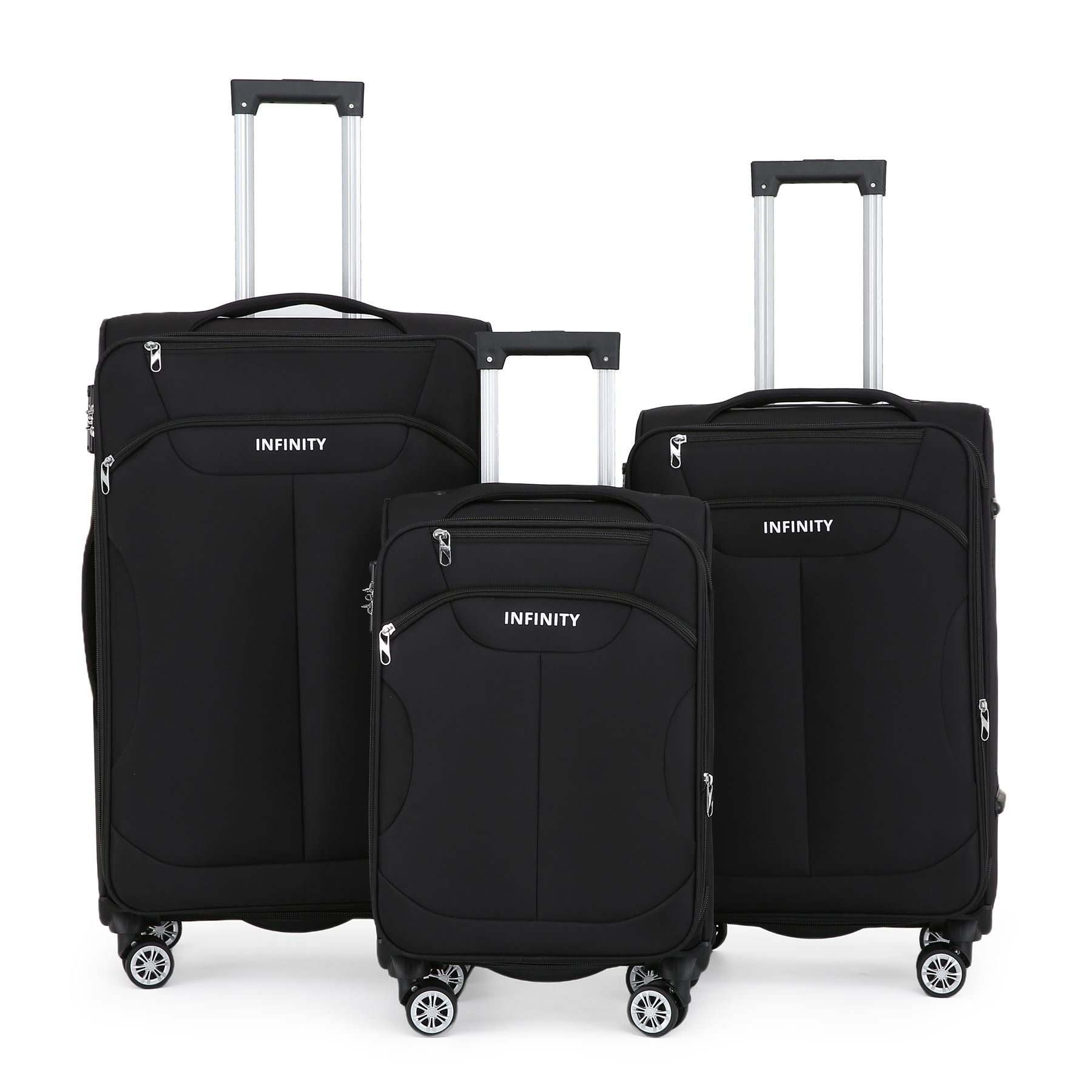 Infinity Luggage Men's  Black 8 Wheel Lightweight Suitcase in Size M, BrandAlley