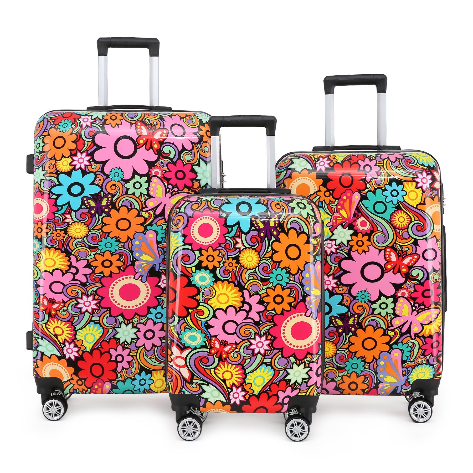 Infinity Luggage Men's  Snowball Flower Print  Hard Shell Travel Suitcase  , BrandAlley