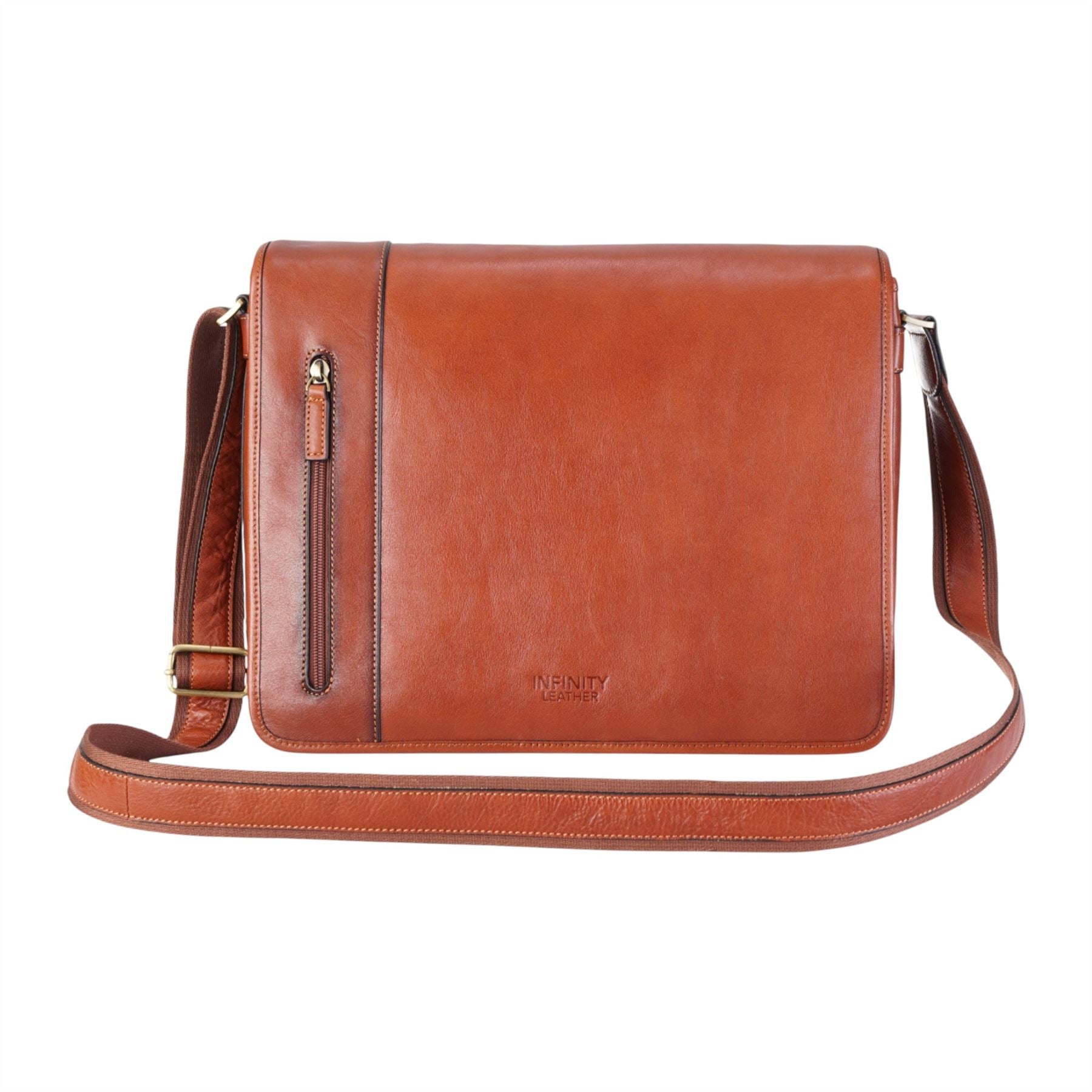 Infinity Leather Men's  Tan Astor Laptop Satchel Messenger Shoulder Bag , BrandAlley