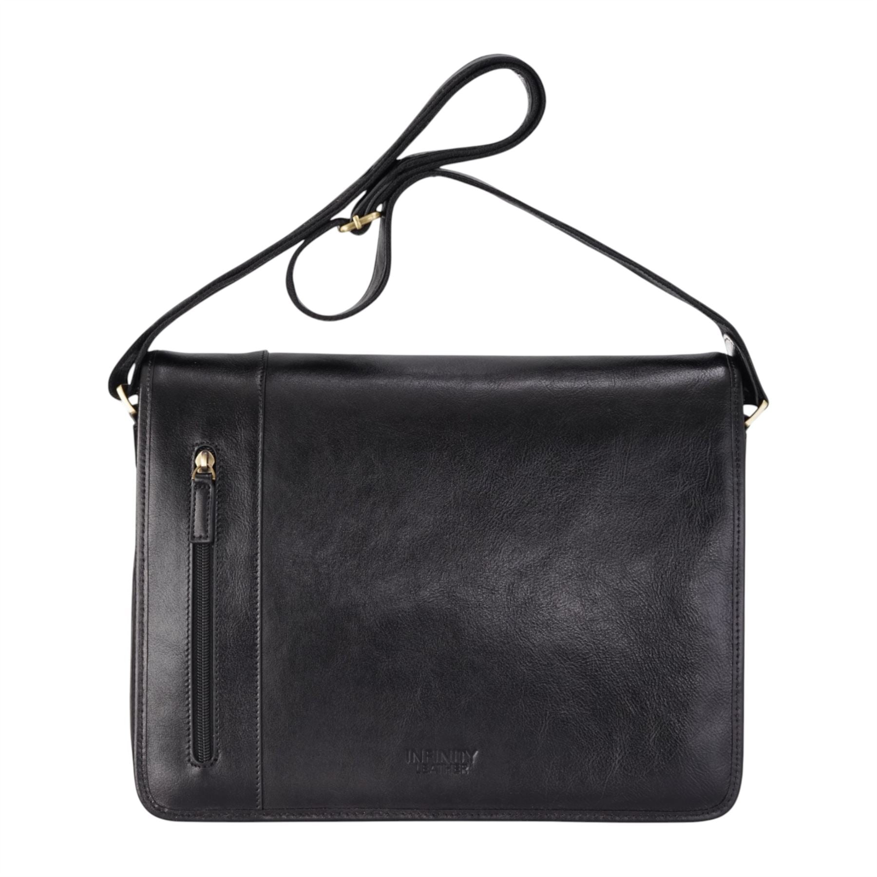 Infinity Leather Men's  Black Astor Laptop Satchel Messenger Shoulder Bag , BrandAlley