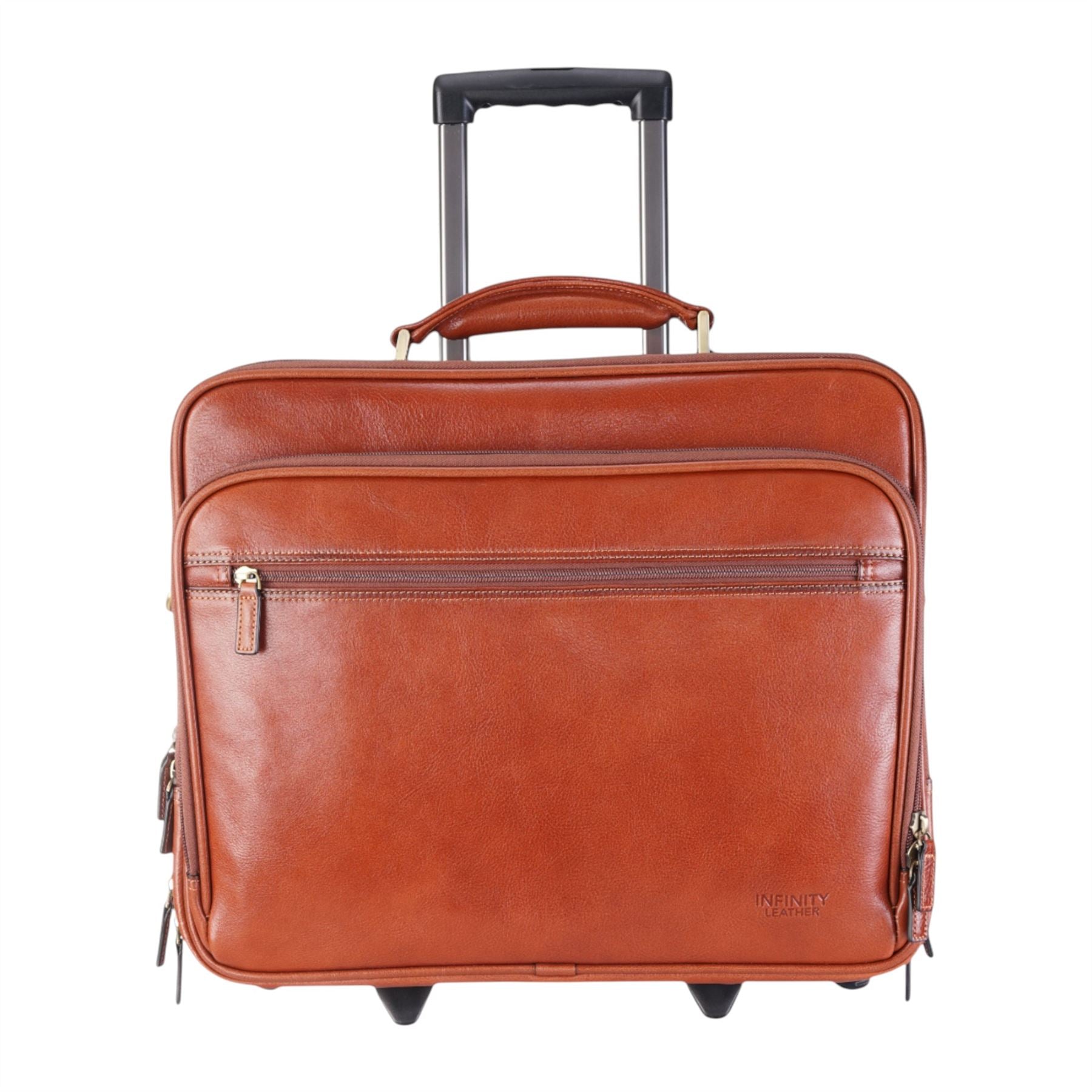 Infinity Leather Men's  Tan Nomad Wheel Laptop Briefcase Pilot Bag , BrandAlley